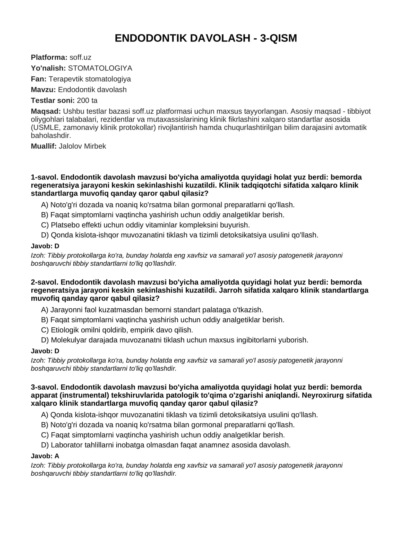 ENDODONTIK DAVOLASH - 3-QISM 1