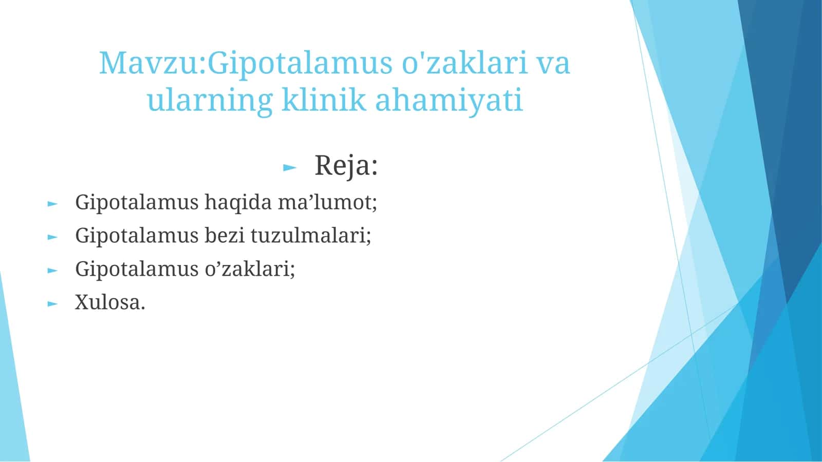Gipotalamus o'zaklari va ularning klinik ahamiyati 1