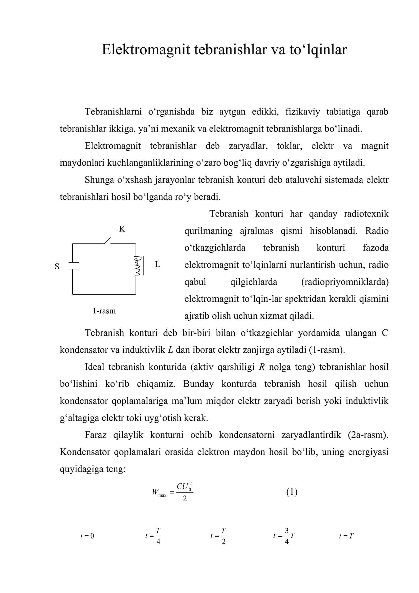 Elektromagnit tebranishlar va to‘lqinlar 1