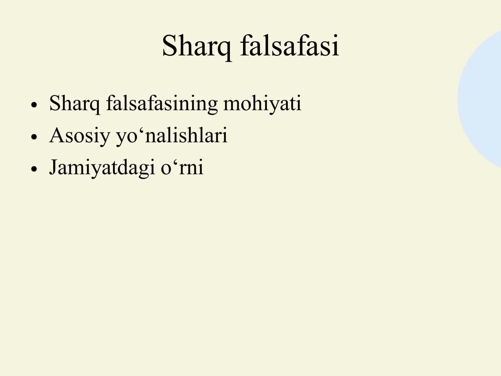 Sharq falsafasi 1