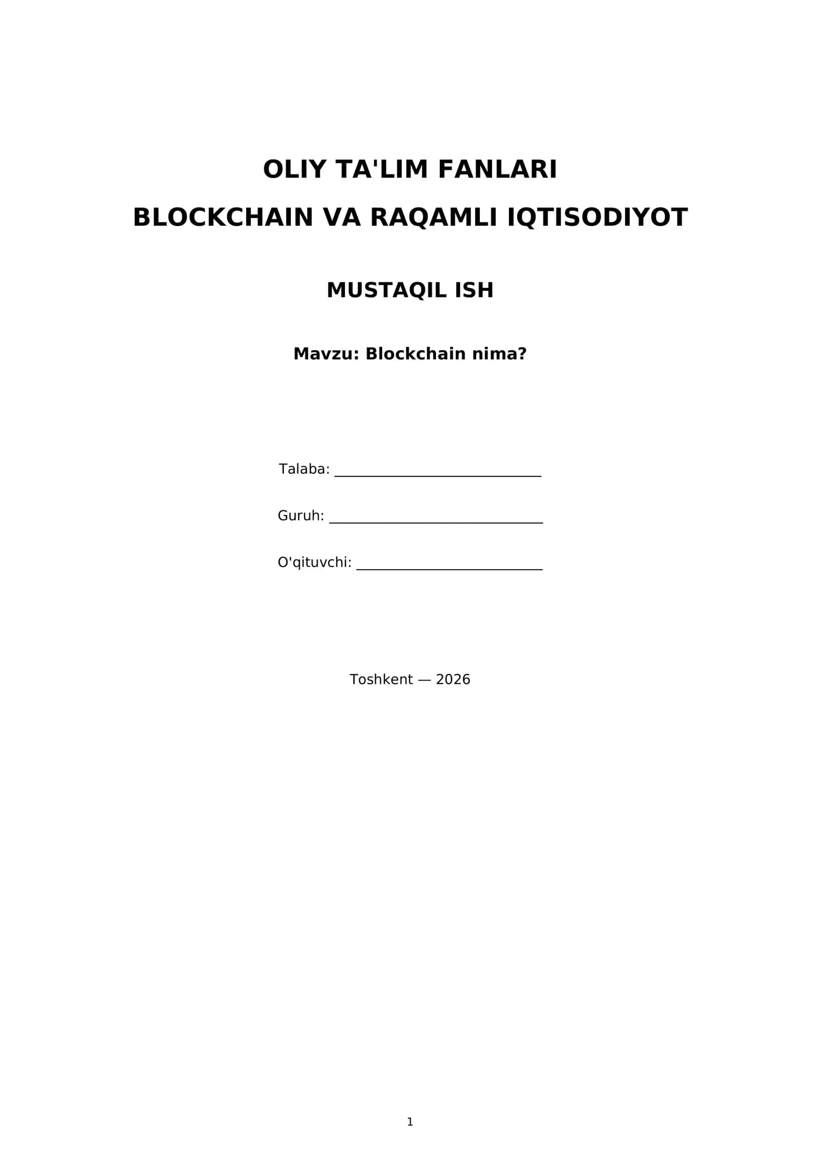 Blockchain VA RAQAMLI IQTISODIYOT 1