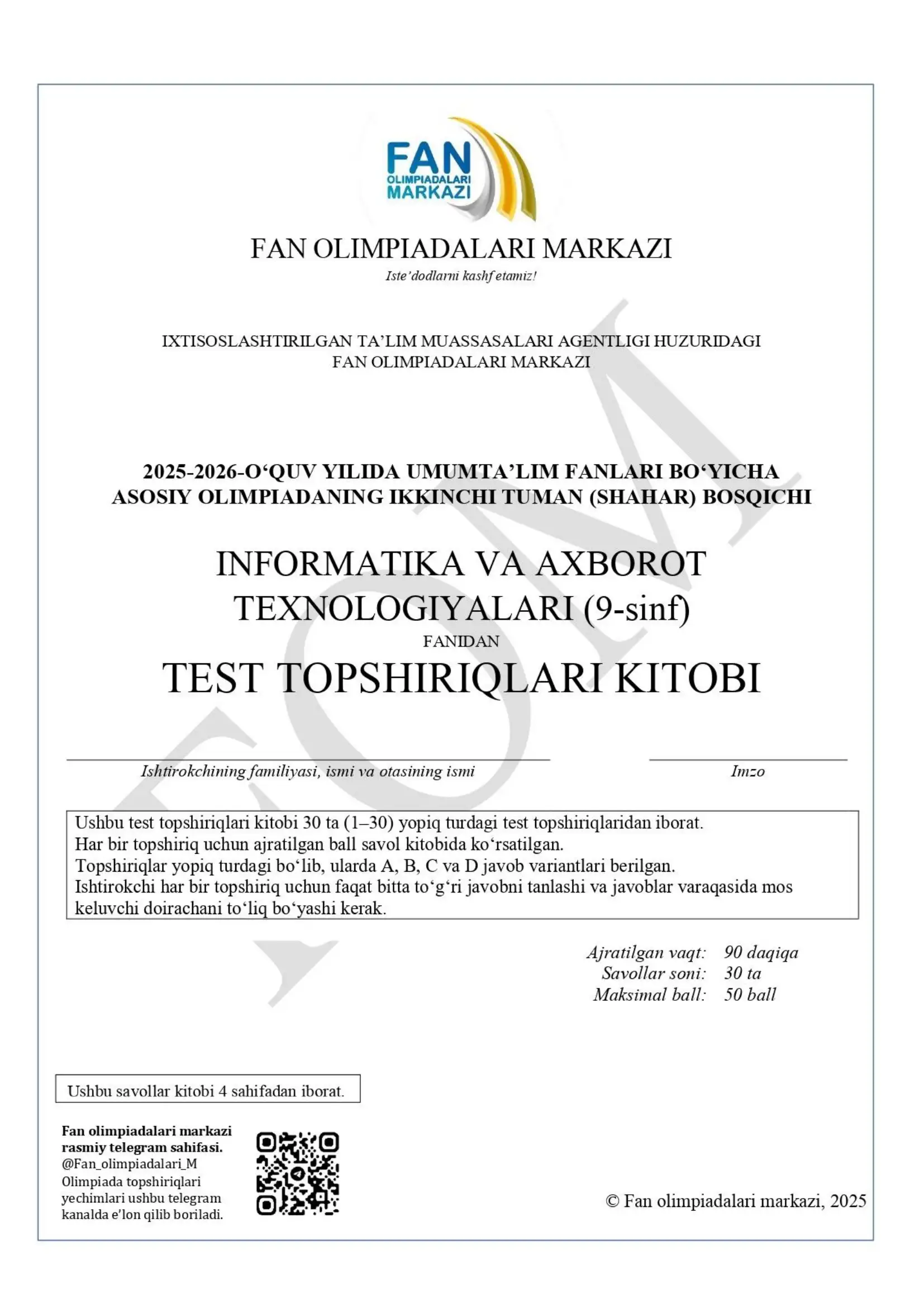 9-sinf Informatika kalitlari 1