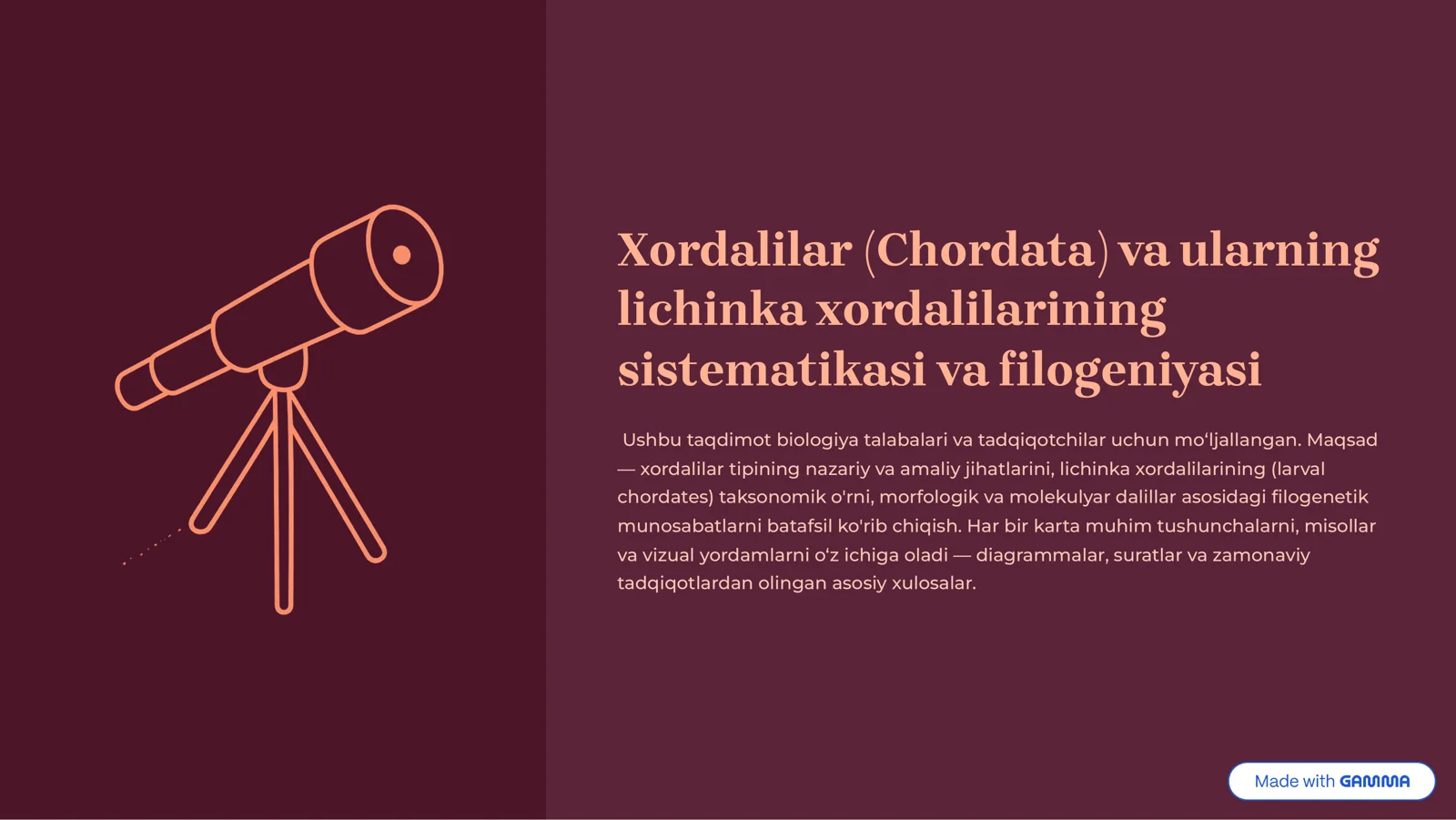 Xordalilar (Chordata) va ularning 1