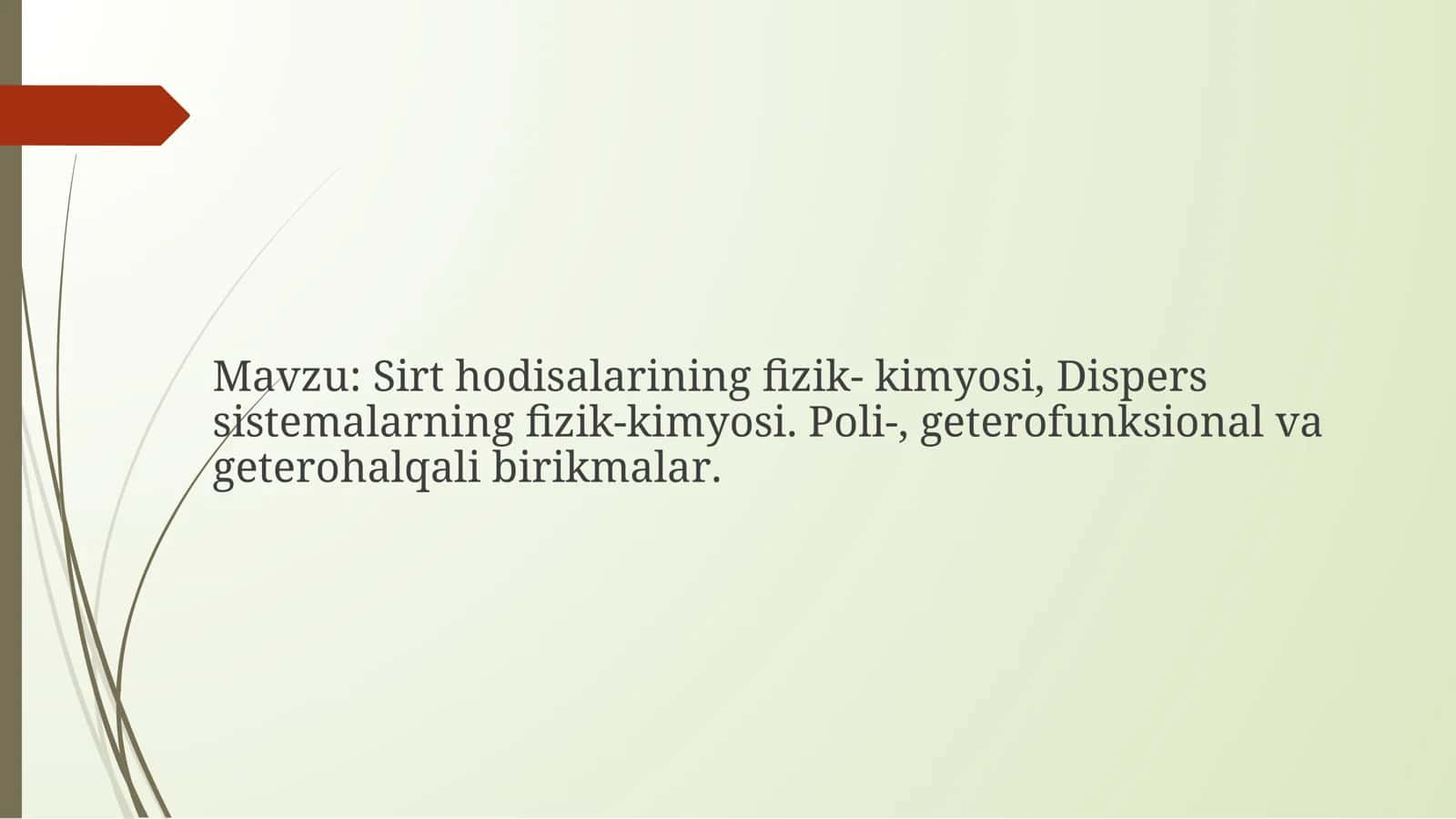 Sirt hodisalarining ﬁzik- kimyosi, Dispers sistemalarning ﬁzik-kimyosi 1