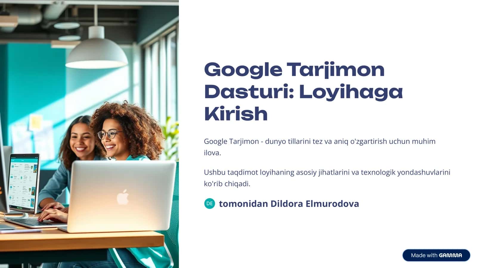 Google Tarjimon Dasturi: Loyihaga Kirish 1