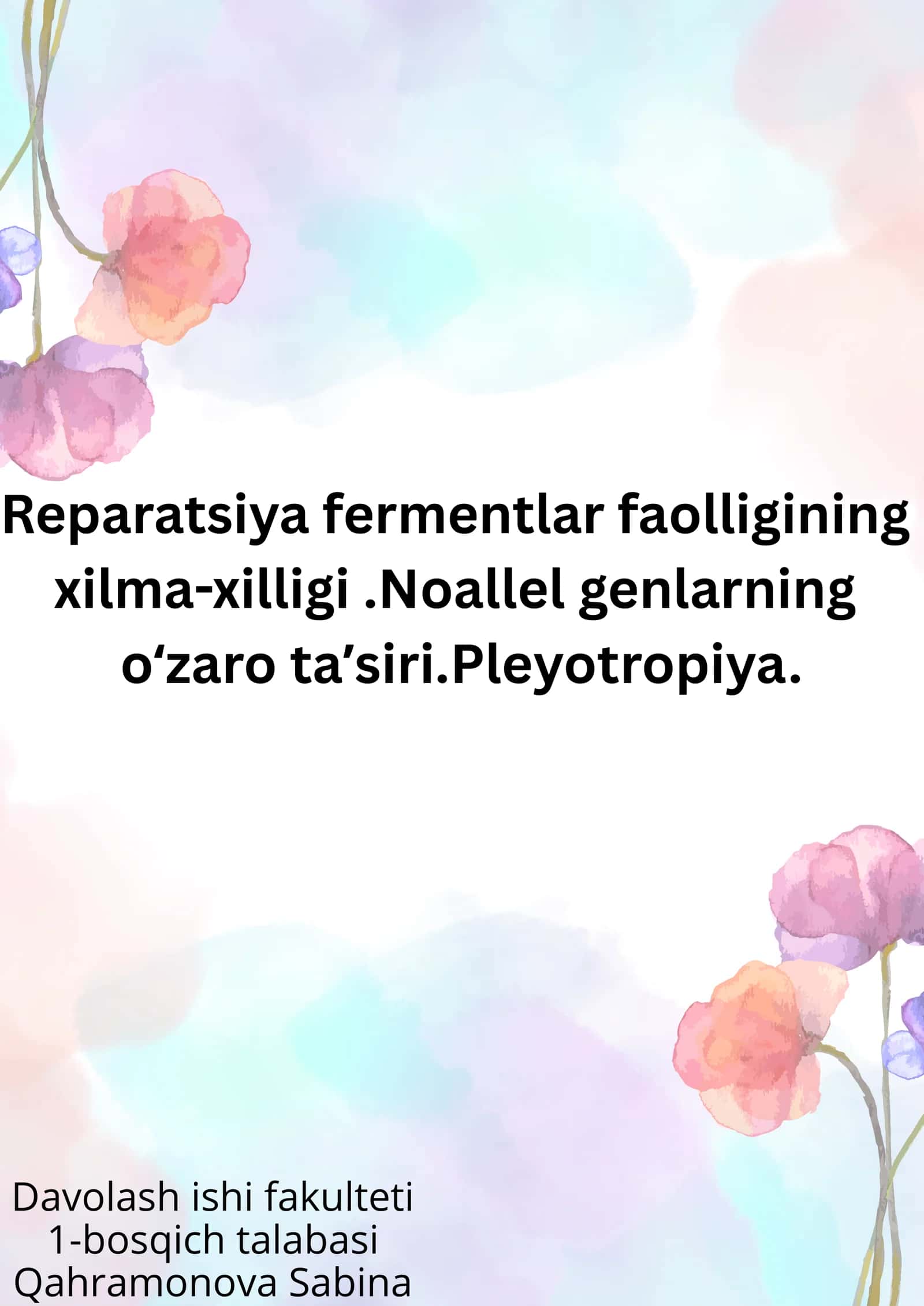 Reparatsiya fermentlar faolligining xilma-xilligi 1
