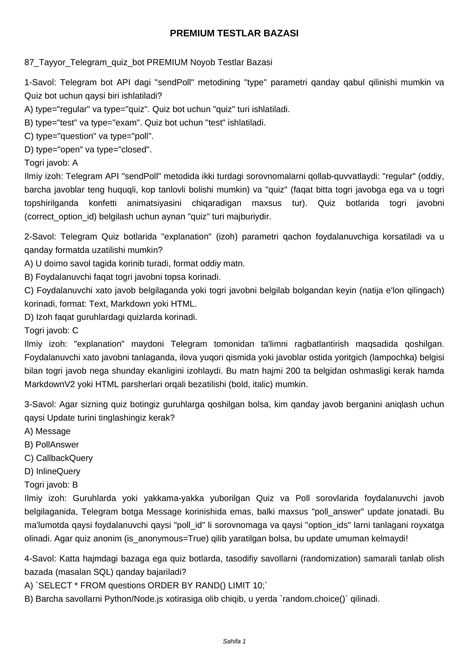 87_Tayyor_Telegram_quiz_bot PREMIUM Noyob Testlar Bazasi 1