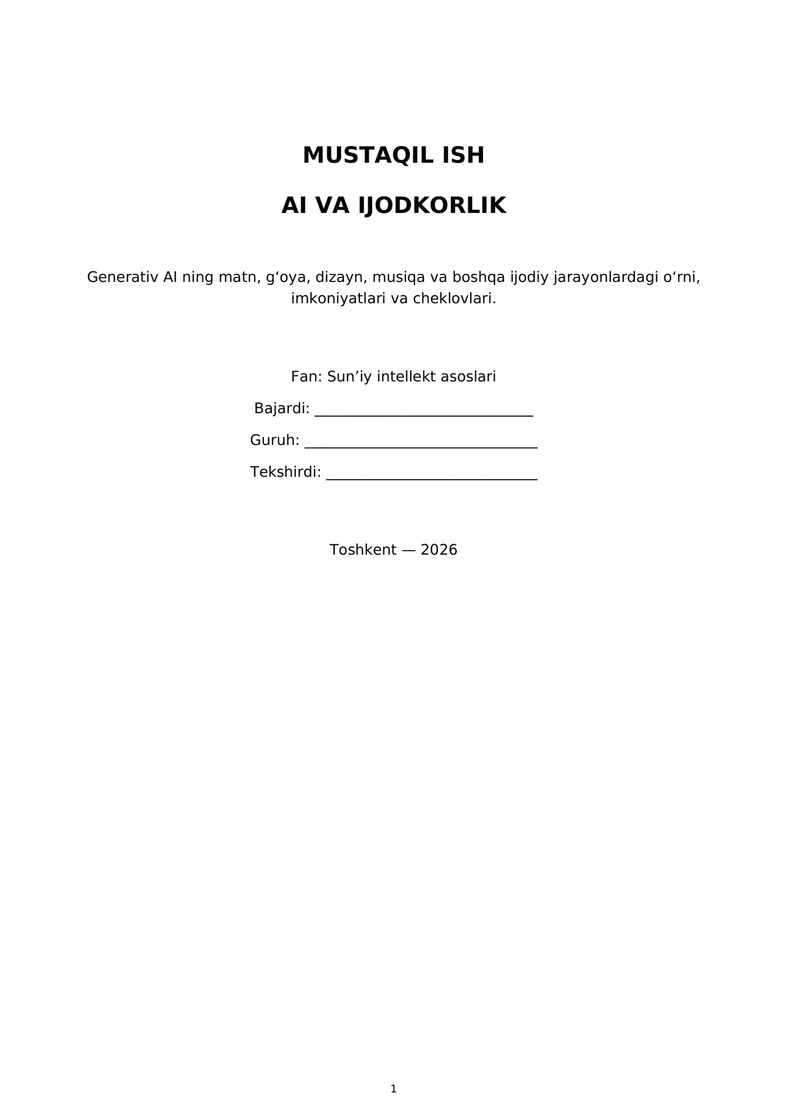 MUSTAQIL ISH AI VA IJODKORLIK 1