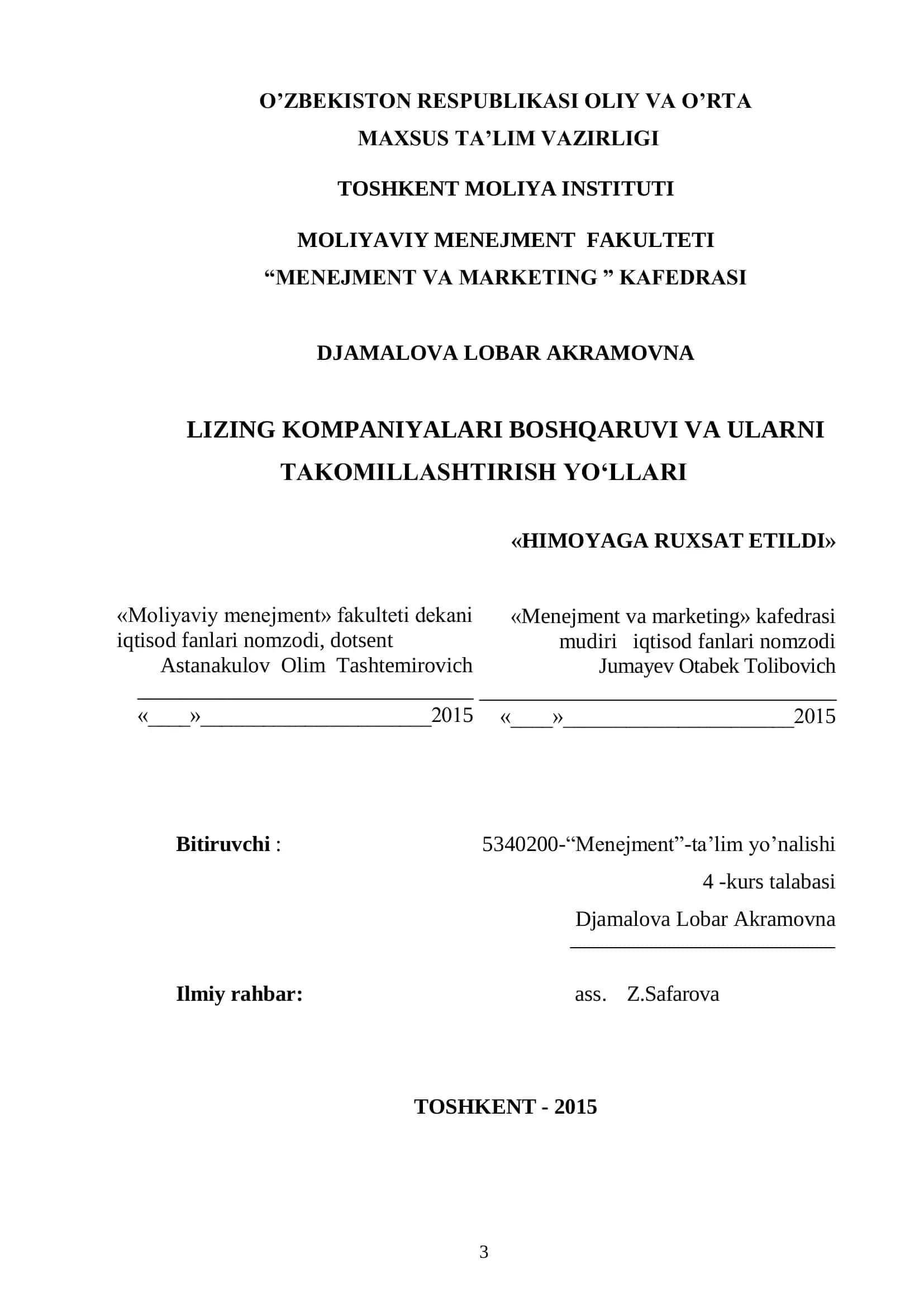 Lizing Kompaniyalari Boshqaruv va Ularni Takomillashtirish Yo'llari 1