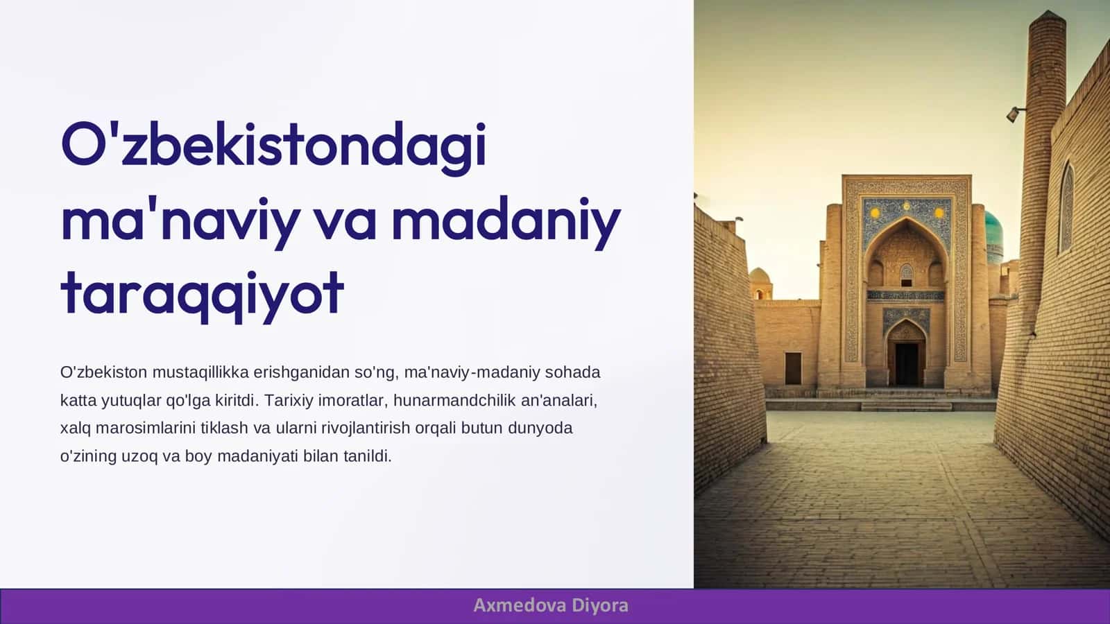 O'zbekistondagi ma'naviy va madaniy taraqqiyot 1