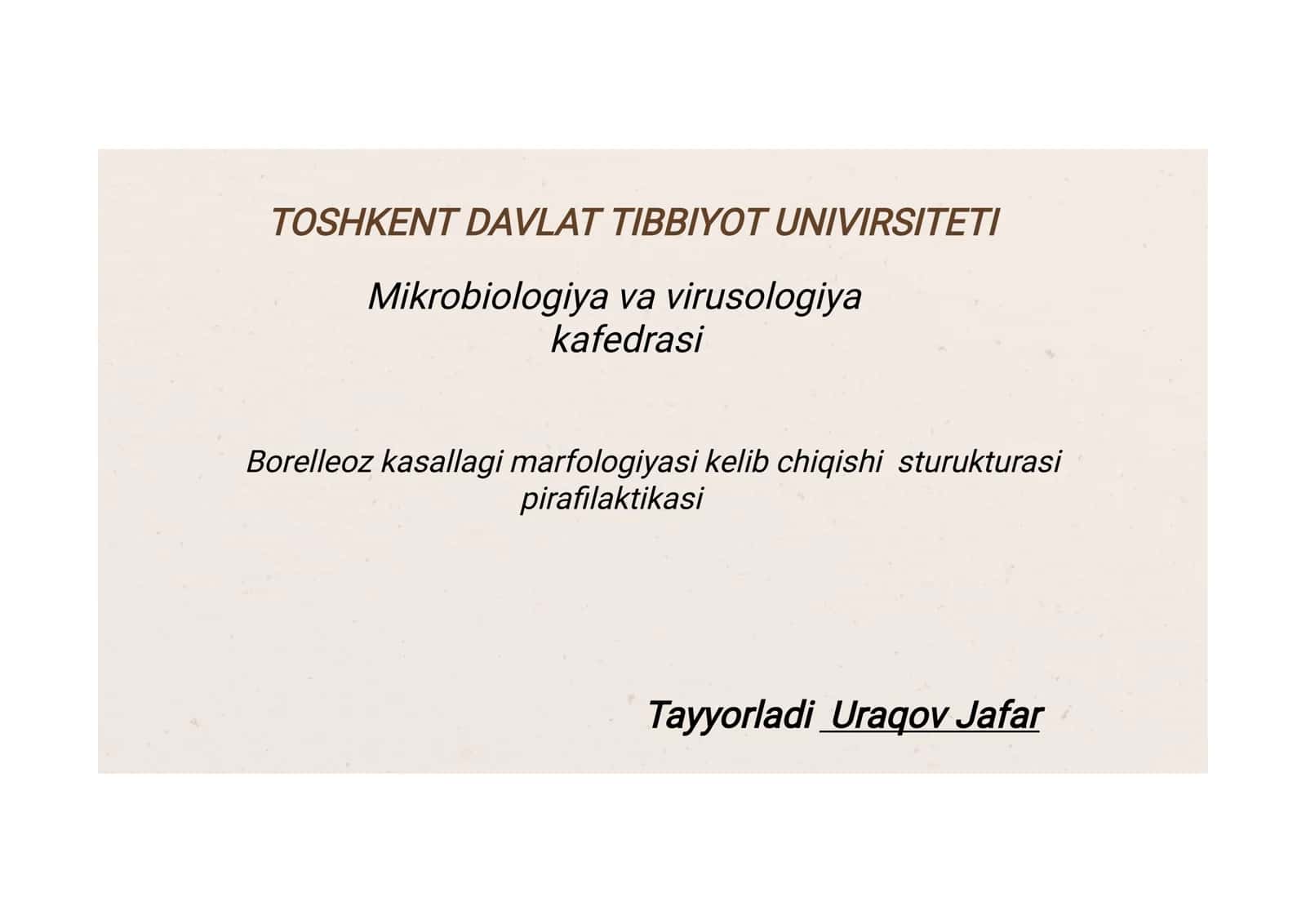 Borellioz Kasalligi 1