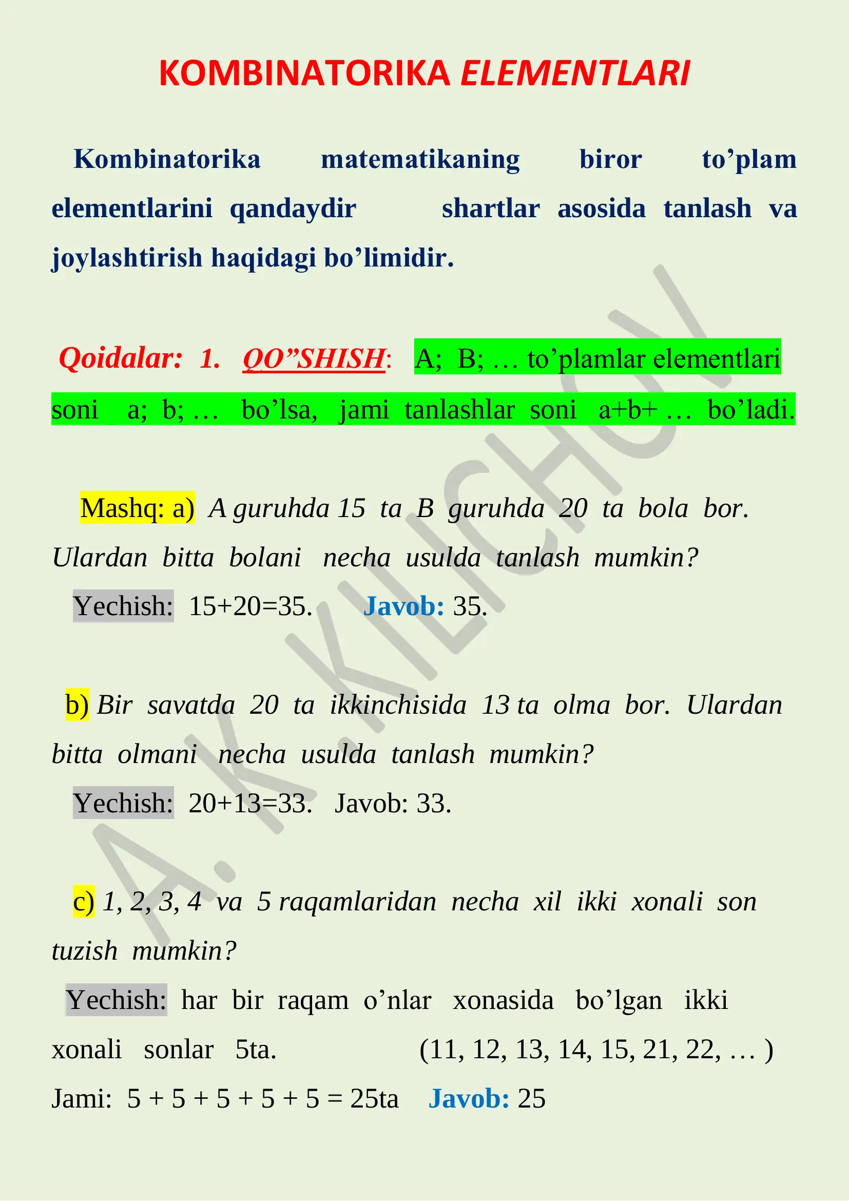 KOMBINATORIKA ELEMENTLARI 1