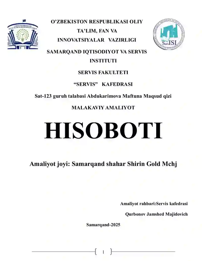MALAKAVIY AMALIYOT HISOBOTI
