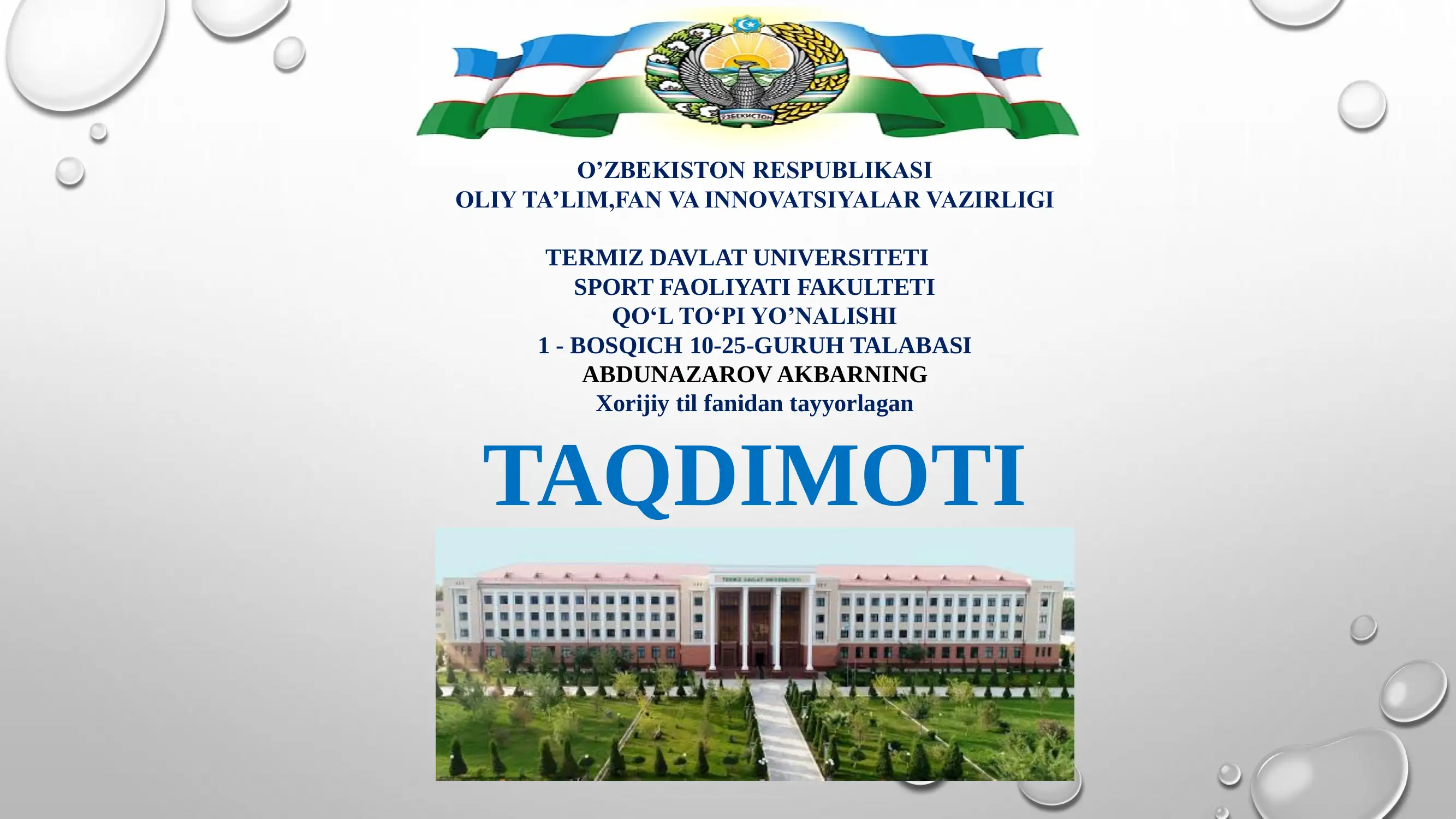 Xorijiy til fanidan tayyorlagan 1