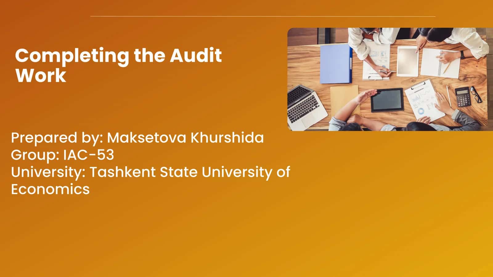 Completing the Audit work 1