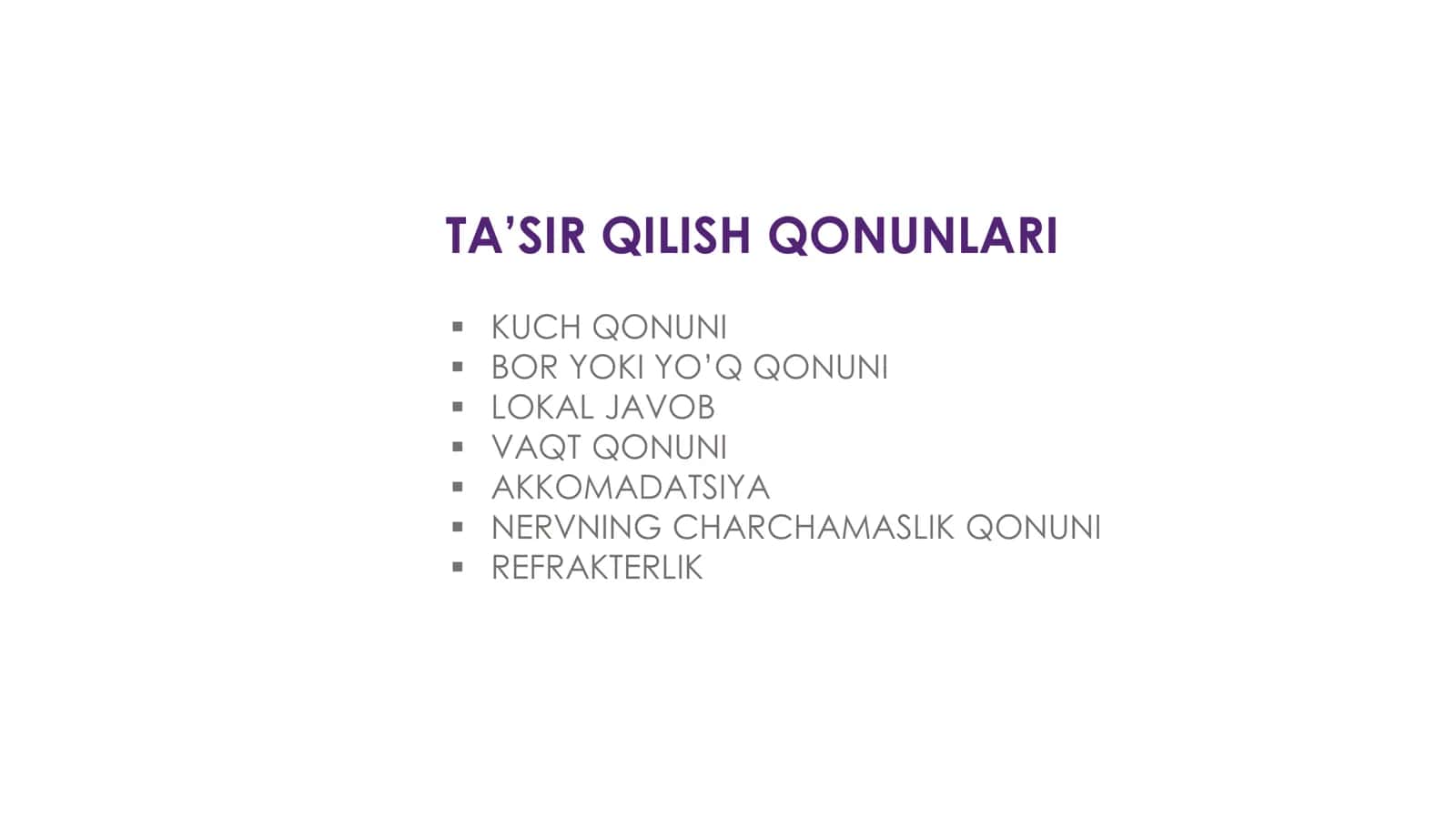 TA’SIR QILISH QONUNLARI 1