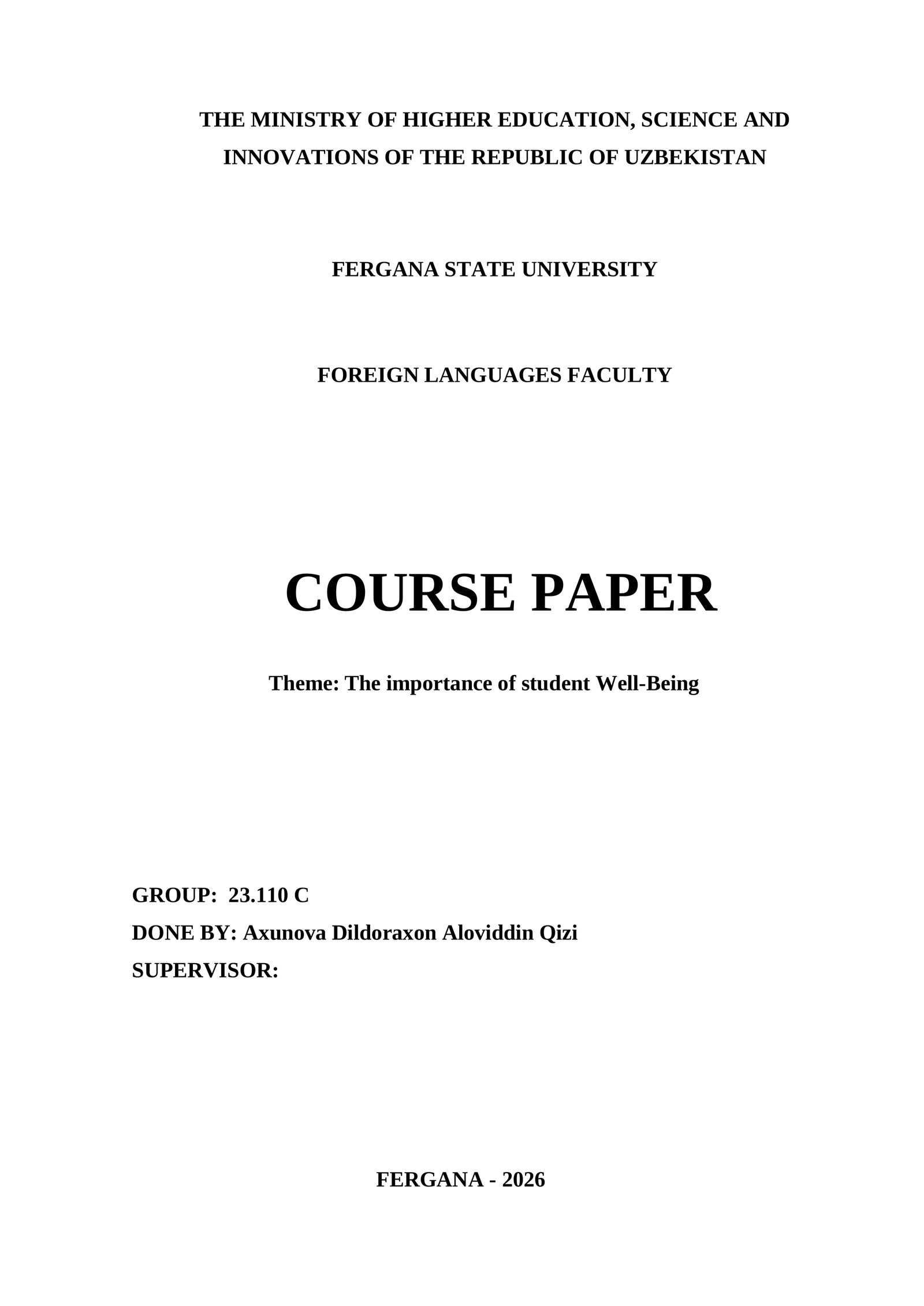 Foreign Languages Faculty Course Paper 1