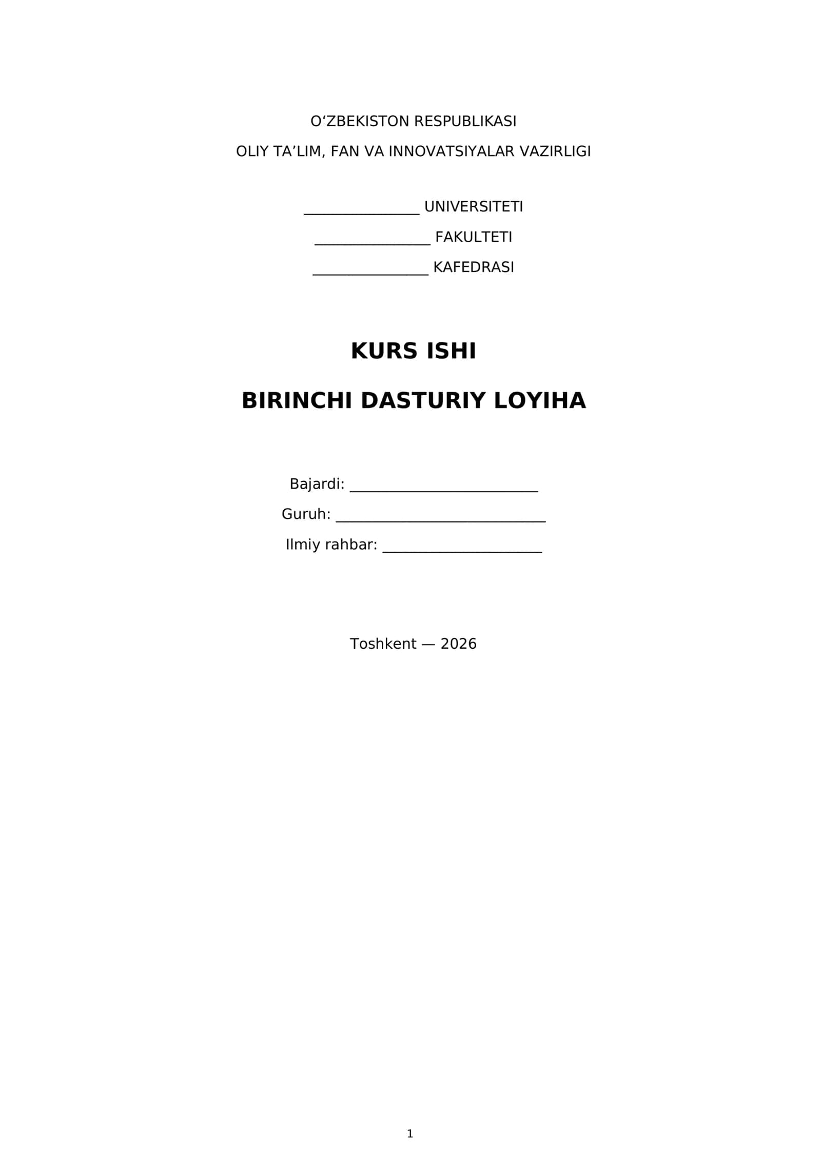 BIRINCHI DASTURIY LOYIHA 1
