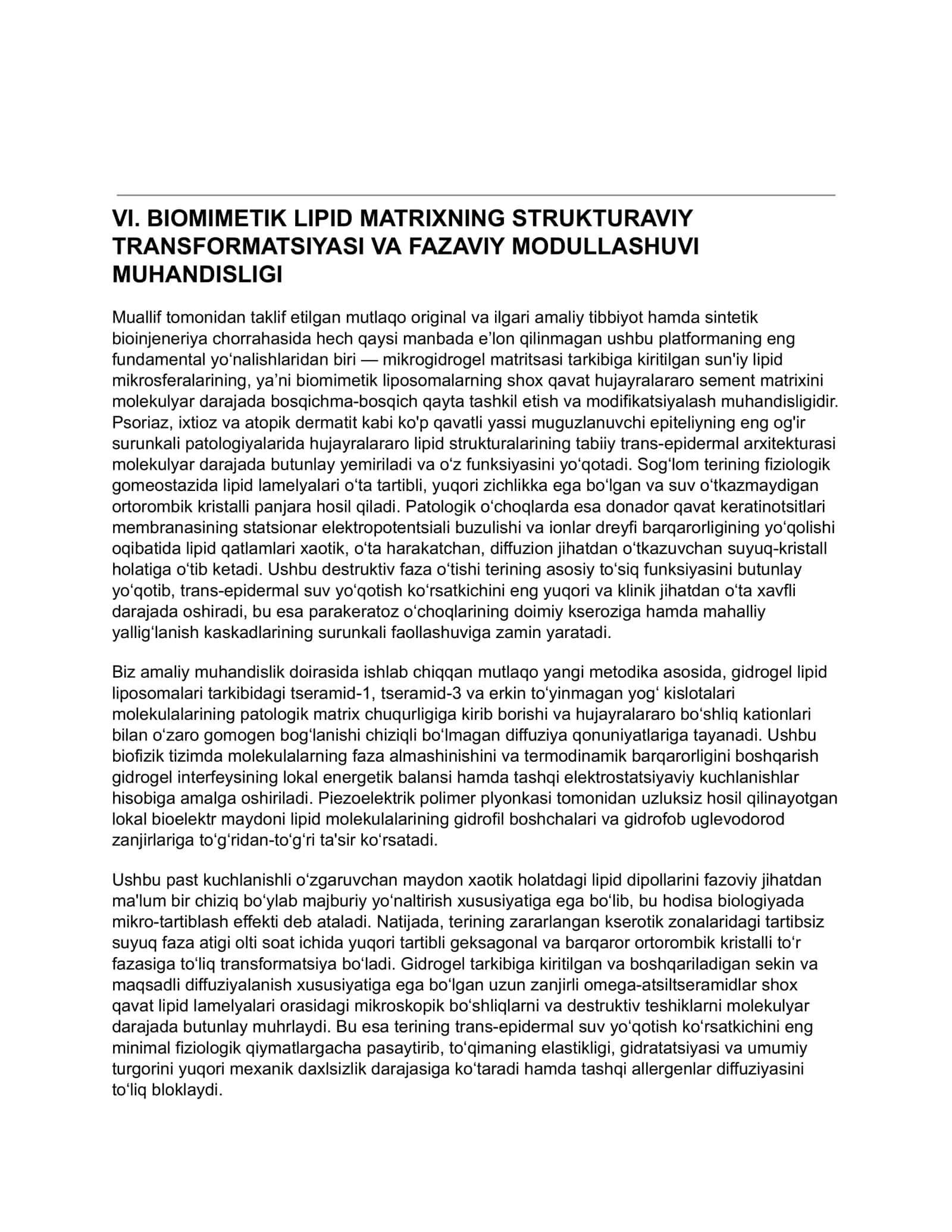 BIOMIMETIK LIPID MATRIXNING STRUKTURAVIY TRANSFORMATSIYASI VA FAZAVIY MODULLASHUVI MUHANDISLIGI 1