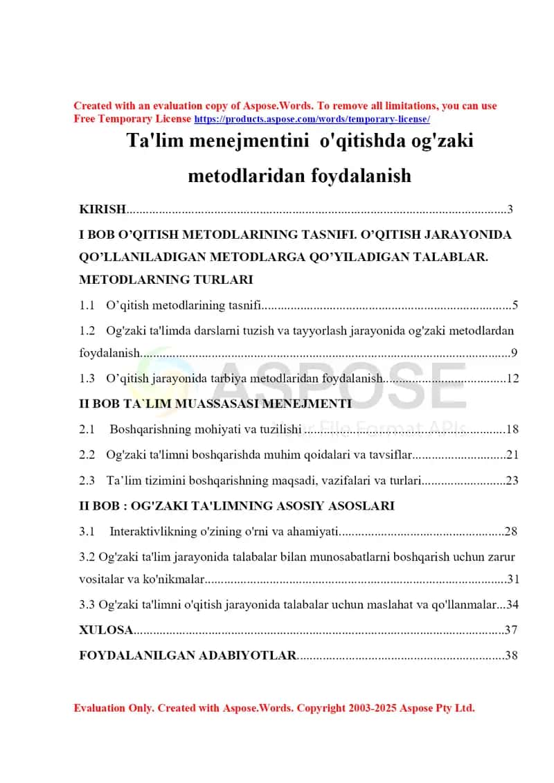 Ta'lim menejmentini o‘qitishda og‘zaki metodlardan foydalanish 1