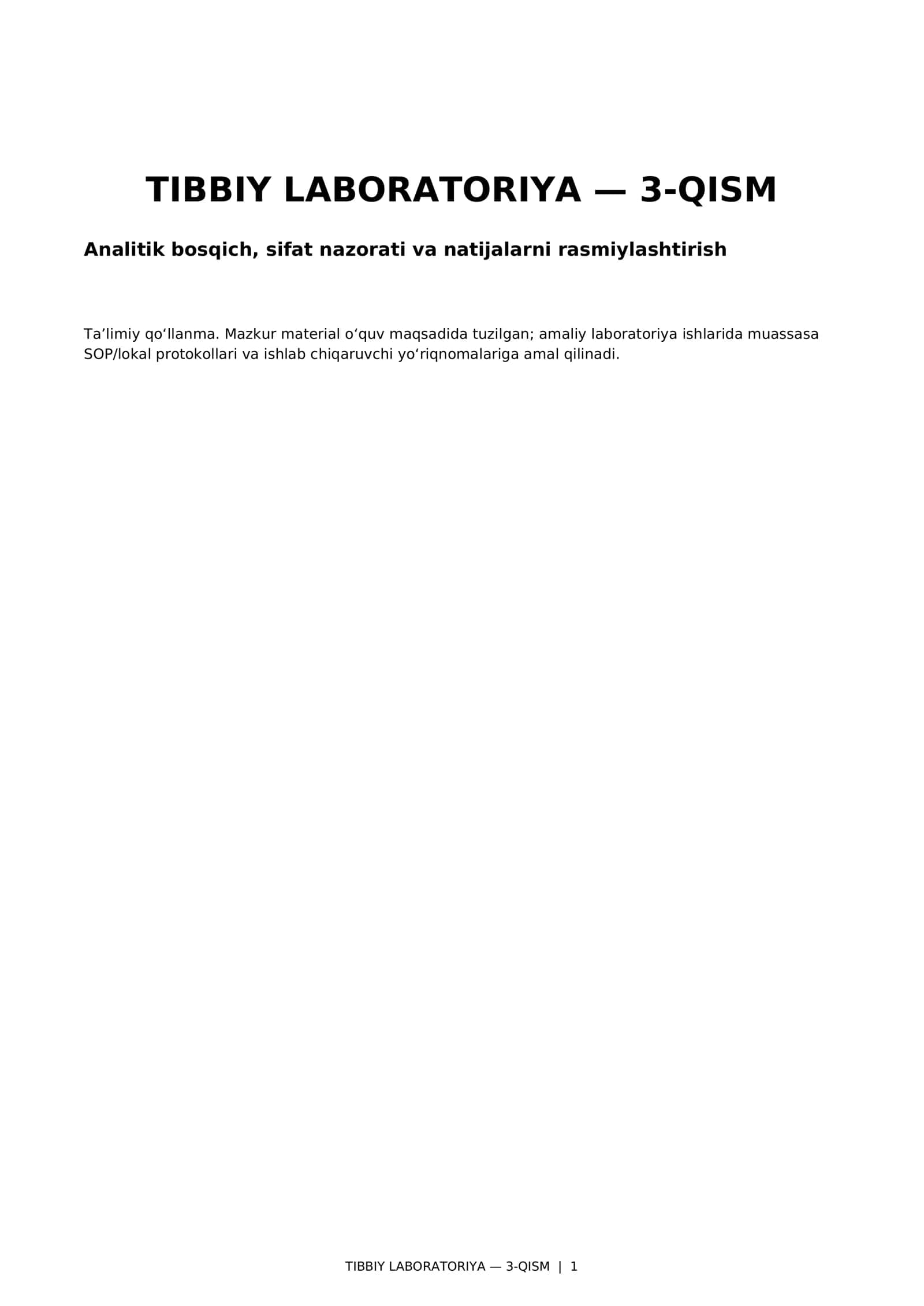 Tibbiy labaratoriya asoslari 3- qism# 1