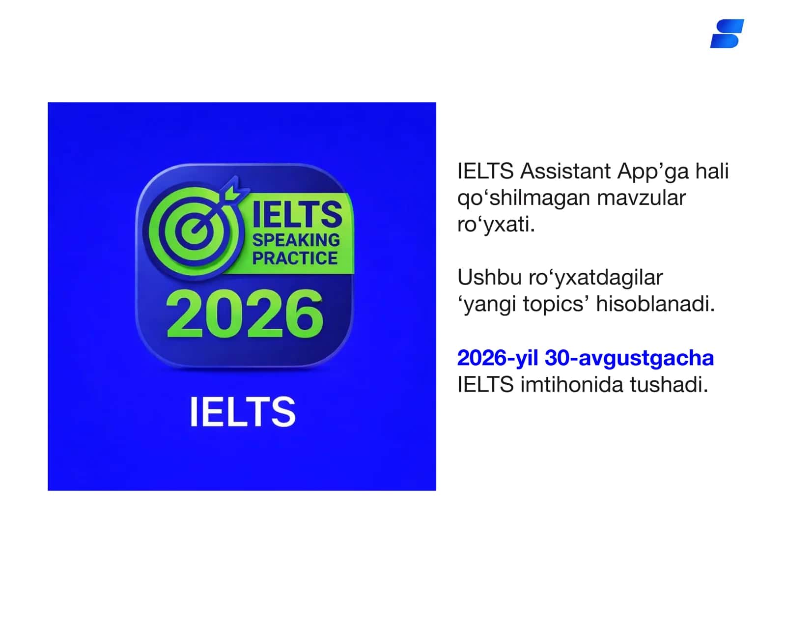 Mavzu: IELTS imtihonida tushadigan yangi Speaking Part 1 mavzulari (2026) 1