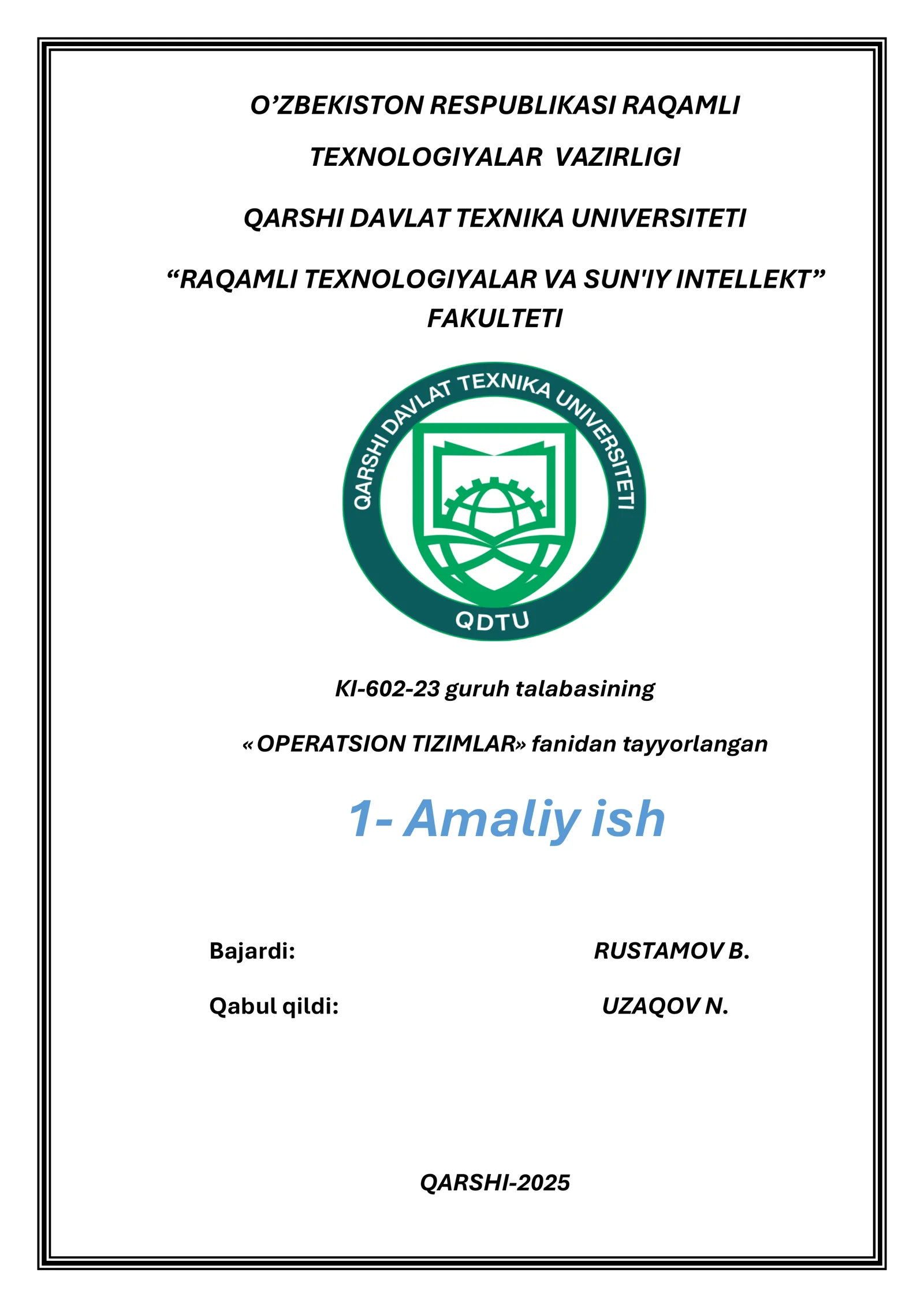 OPERATSION TIZIMLAR 1