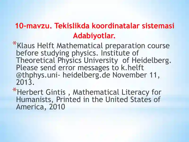 Tekislikda koordinatalar sistemasi