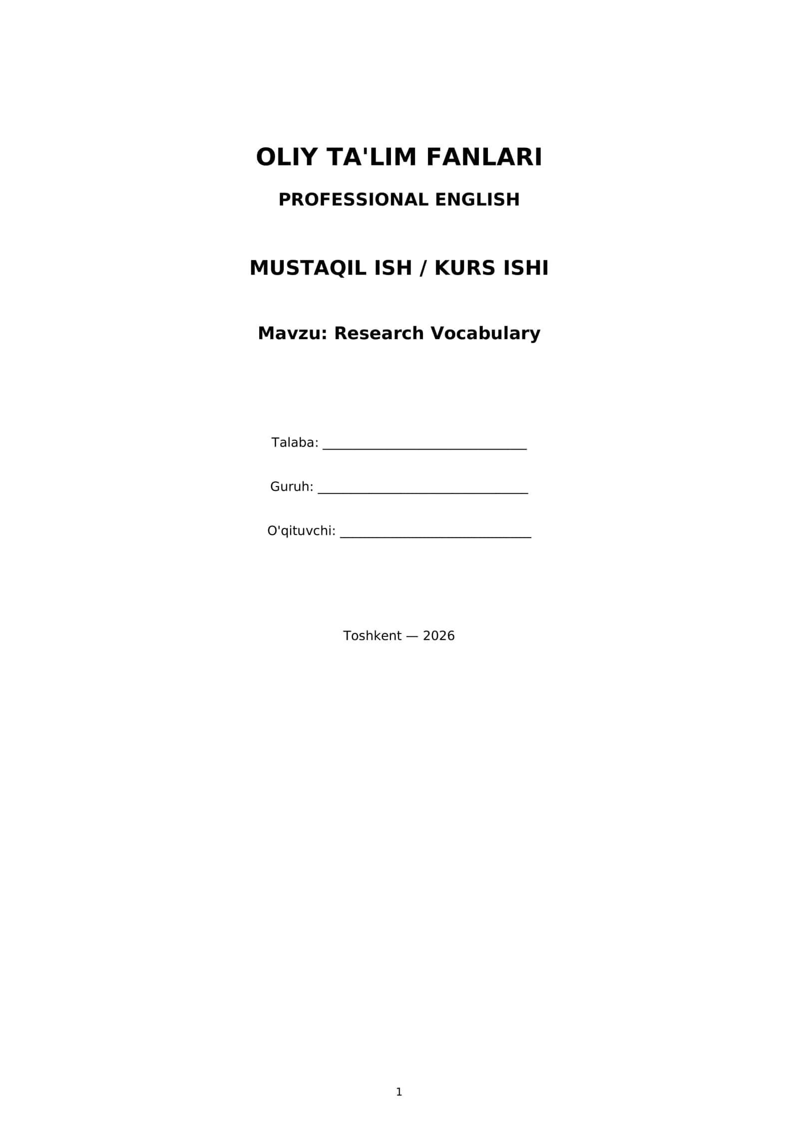 Research Vocabulary 1