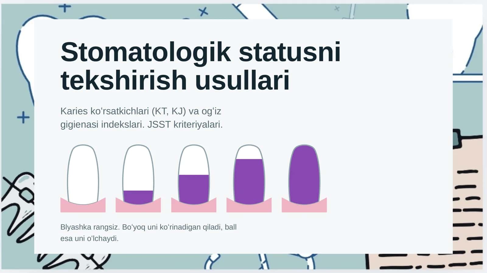 Stomatologik statusni tekshirish tekshirish usullari 1