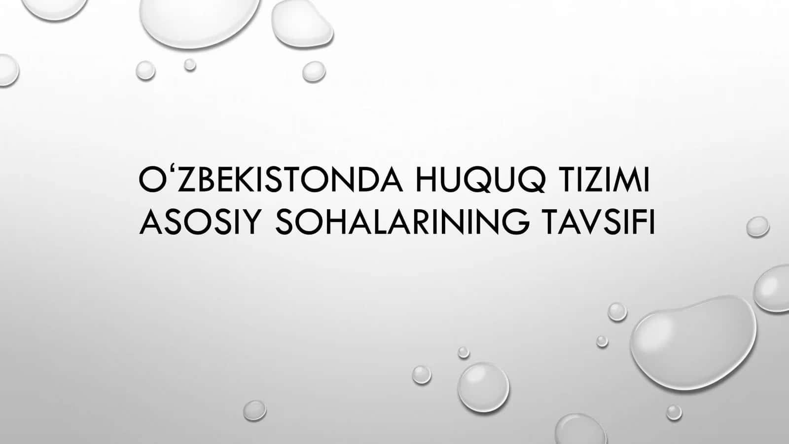 OʻZBEKISTONDA HUQUQ TIZIMI ASOSIY SOHALARINING TAVSIFI 1