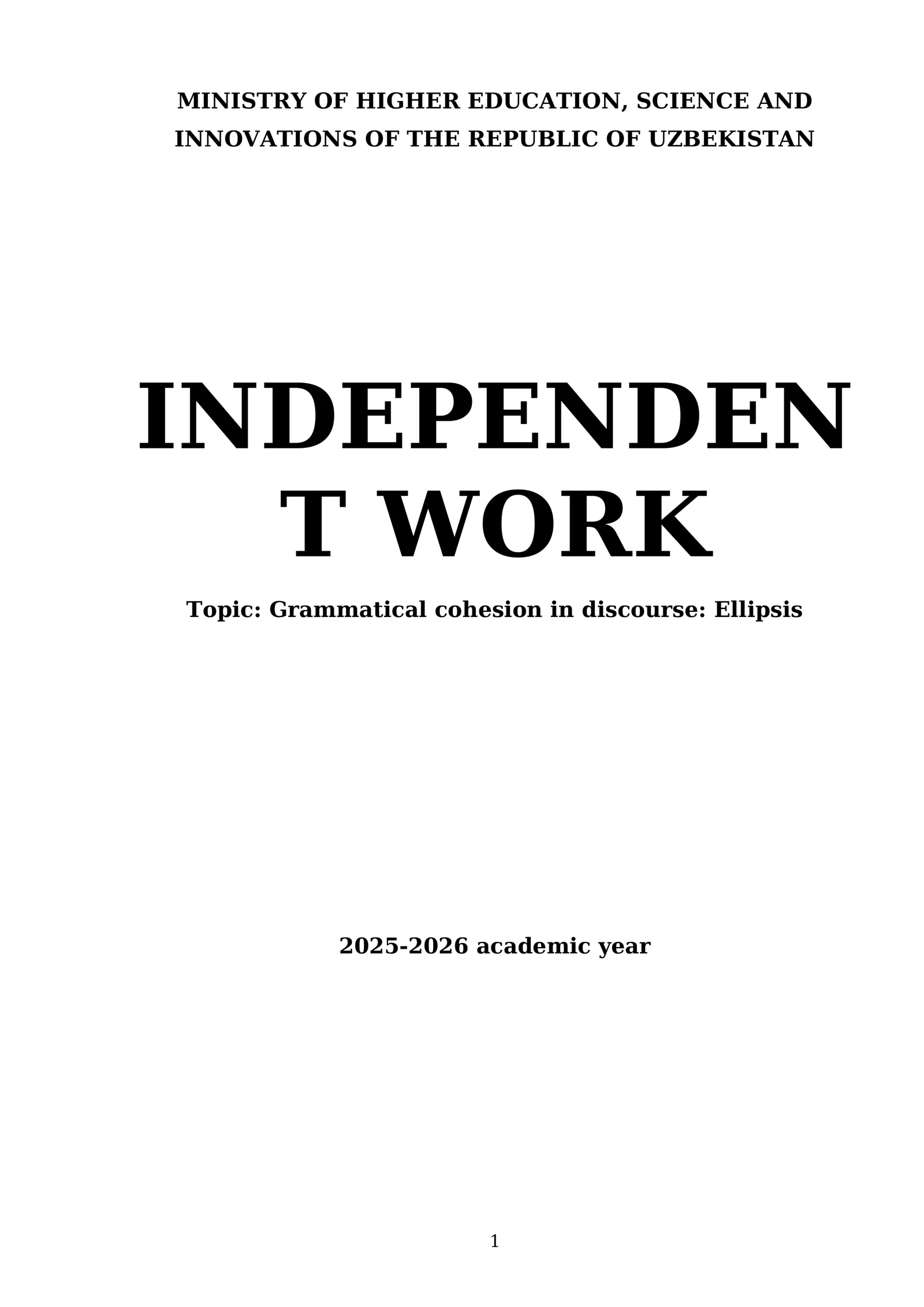 Grammatical cohesion in discourse: Ellipsis 1