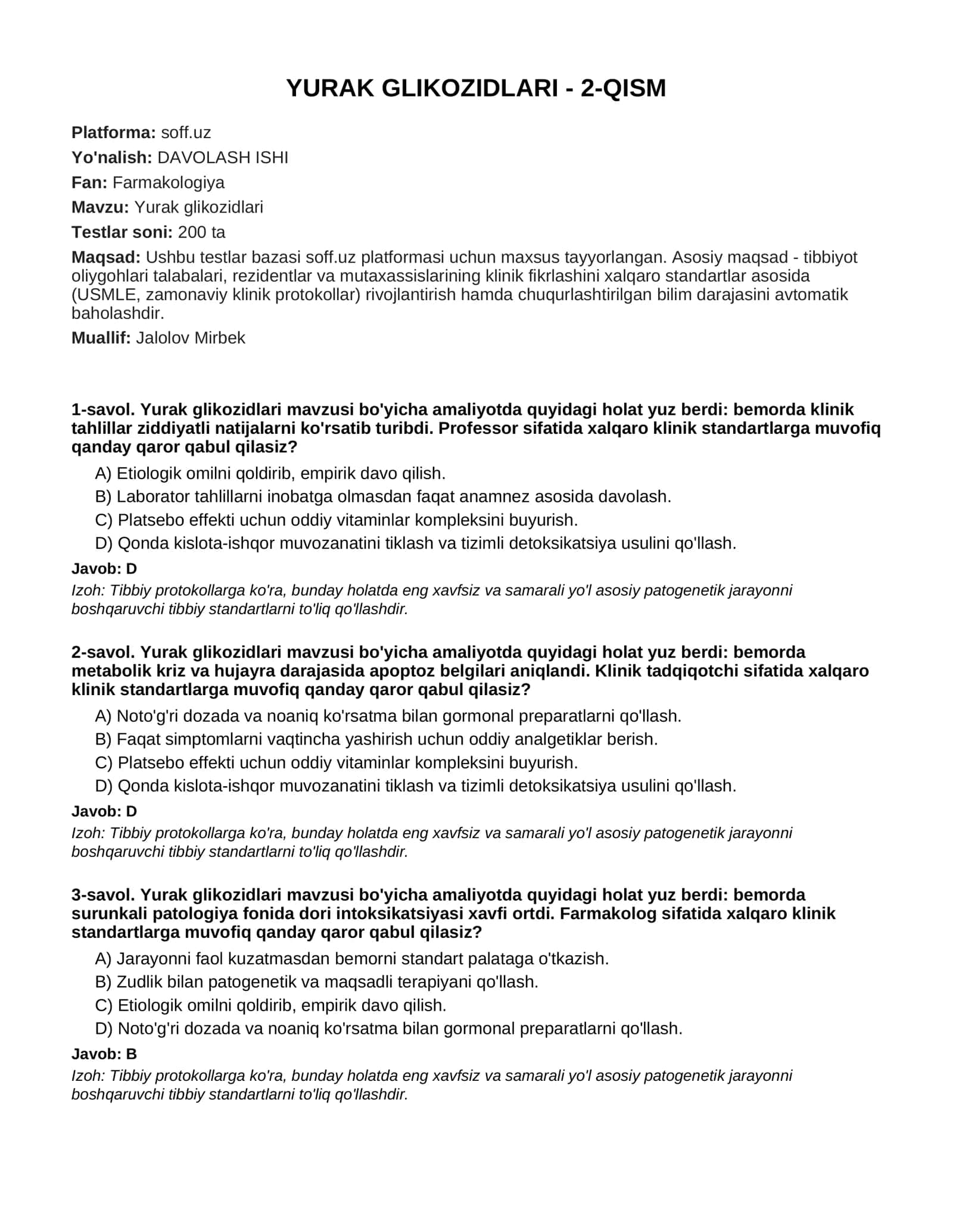 YURAK GLIKOZIDLARI - 2-QISM 1