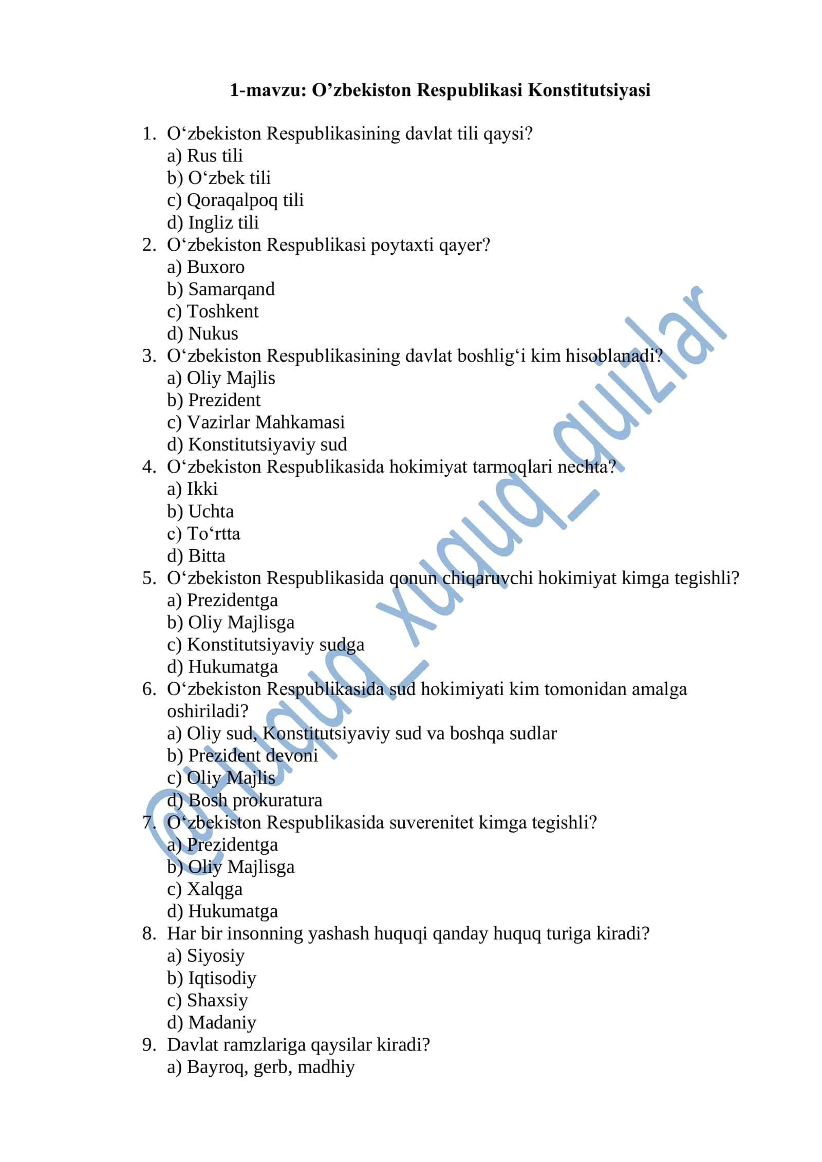 O’zbekiston Respublikasi Konstitutsiyasi 1