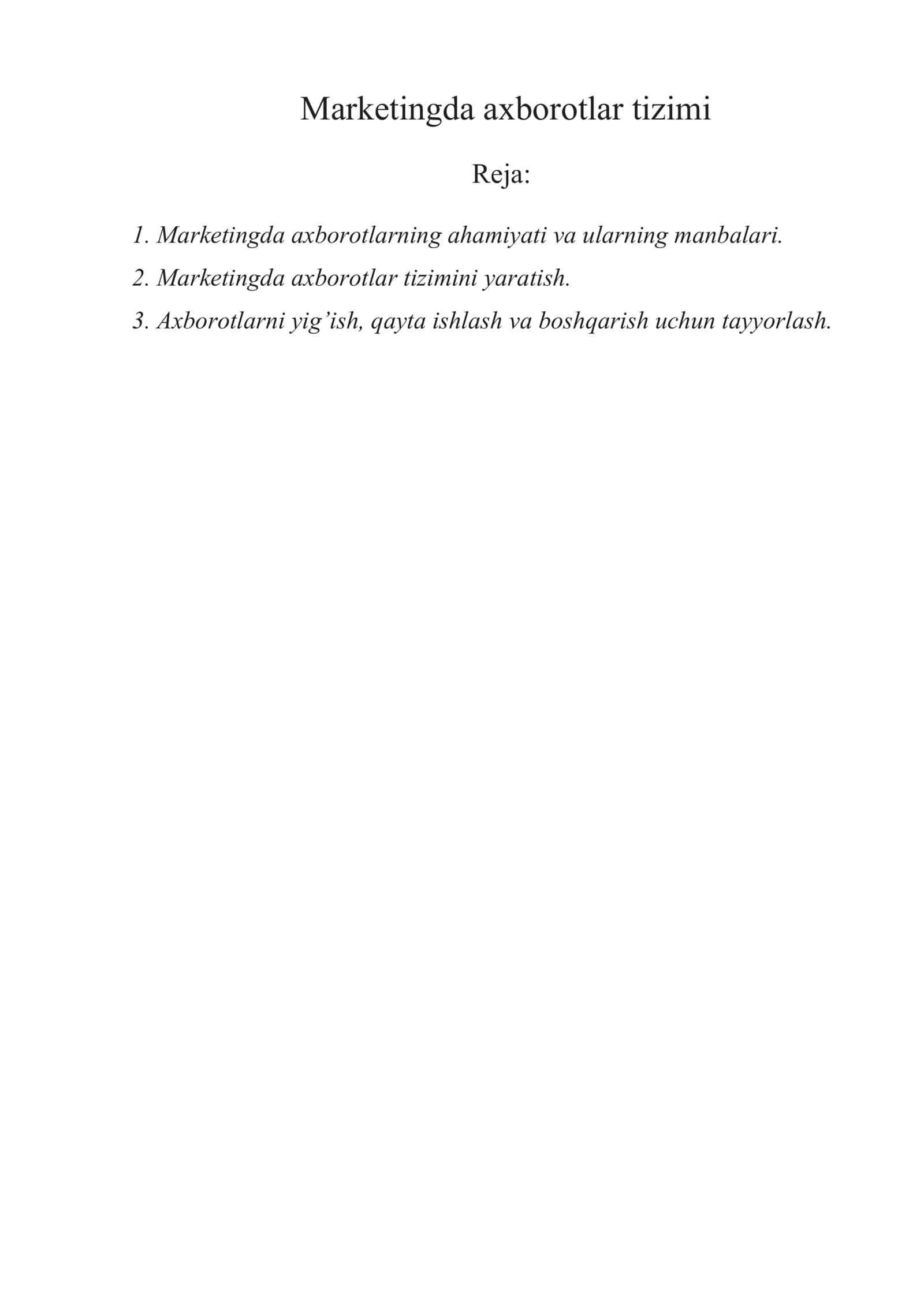 Marketingda axborotlar tizimi 1