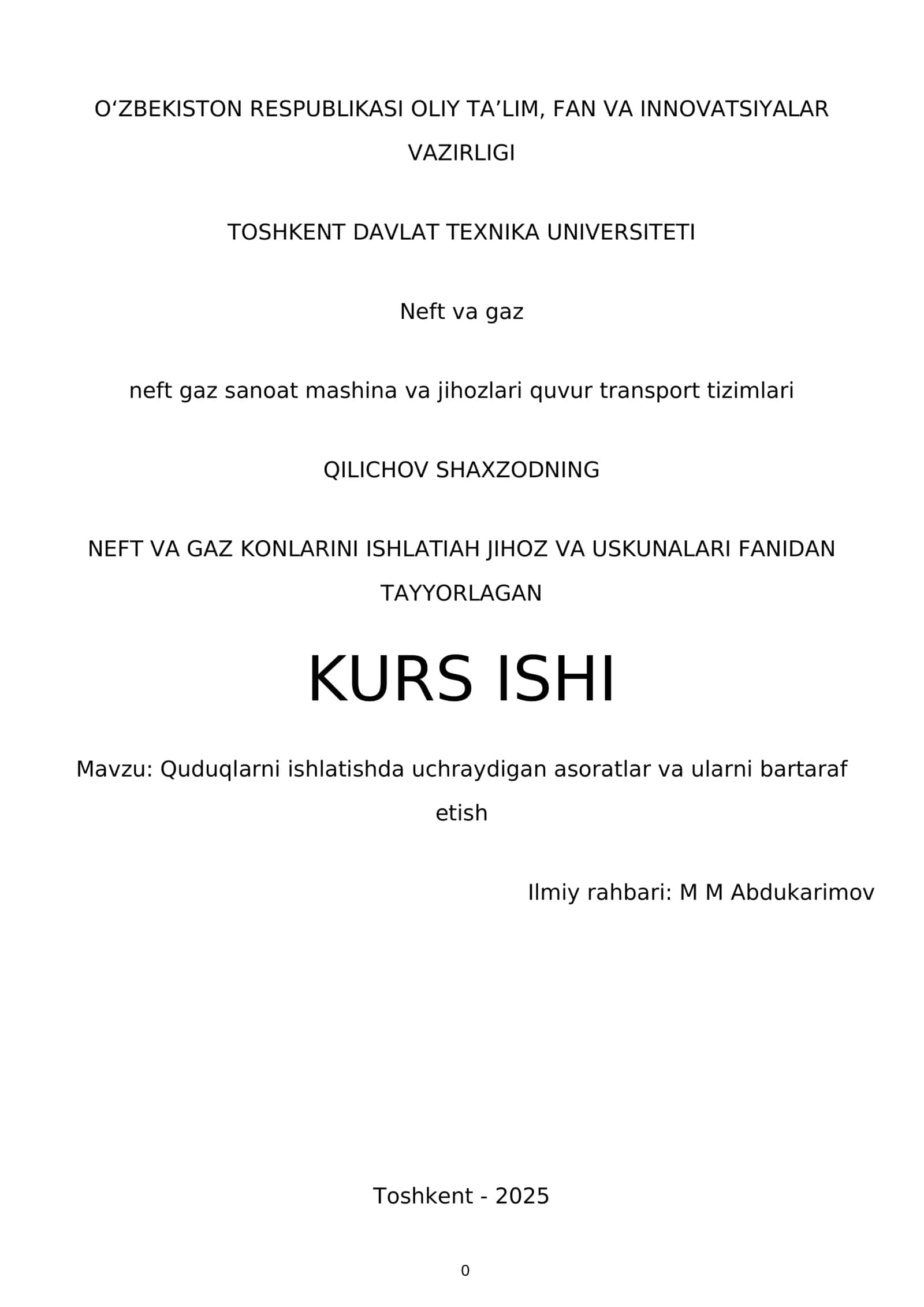 NEFT VA GAZ KONLARINI ISHLATIAH JIHOZ VA USKUNALARI 1