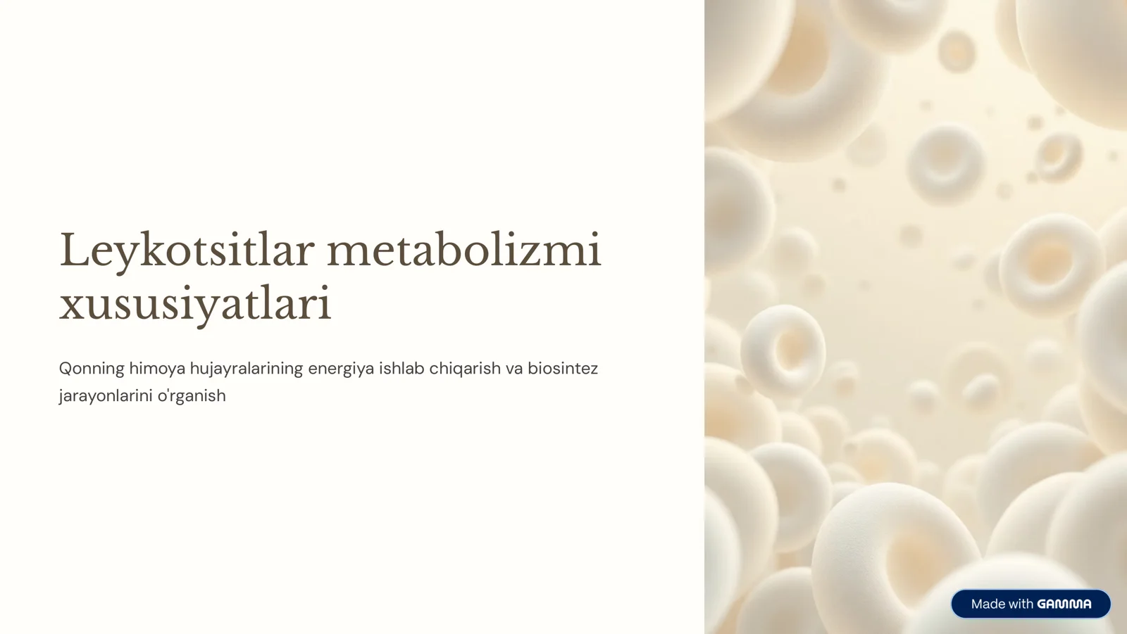 Leykotsitlar metabolizmi xususiyatlari 1