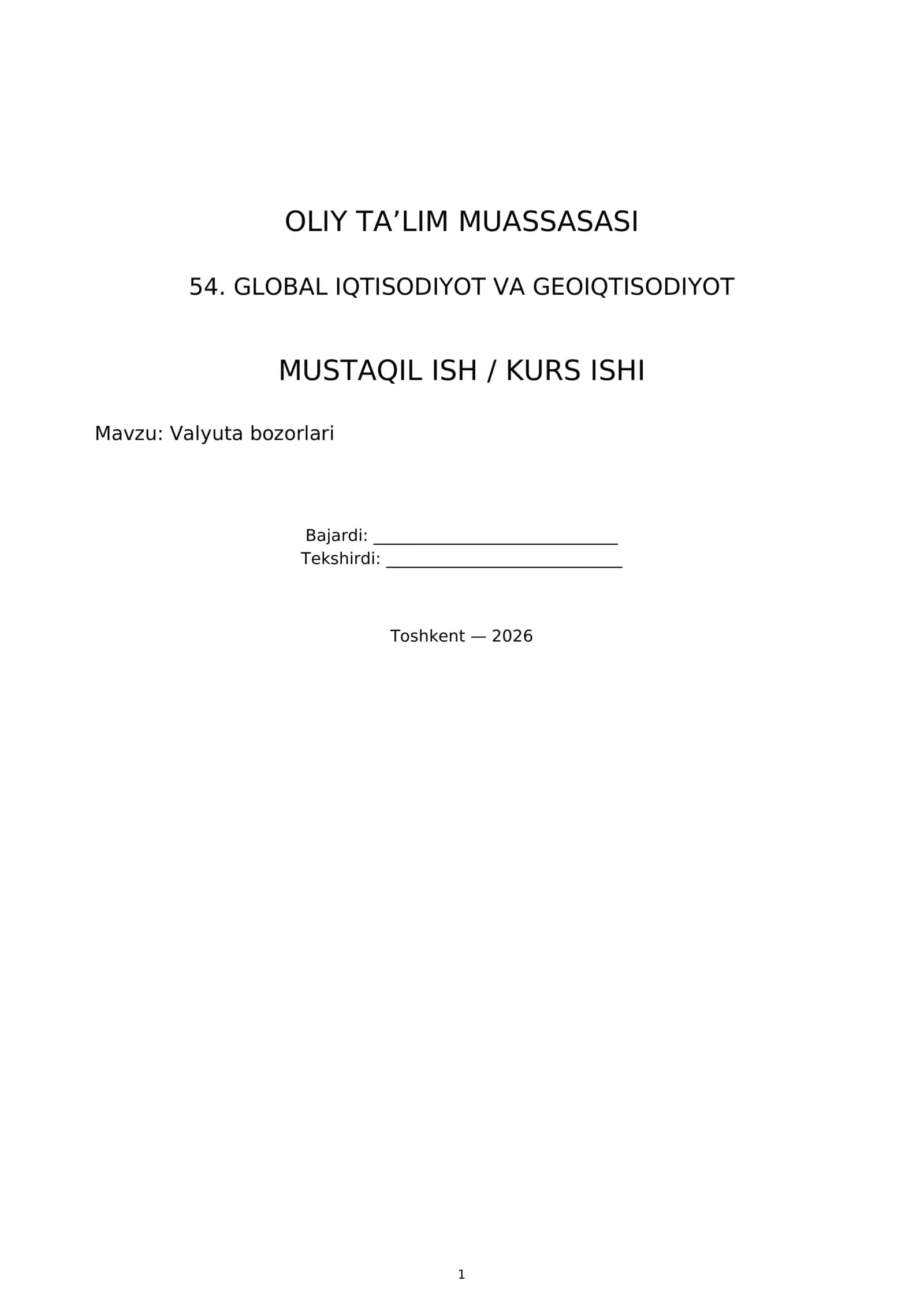 Valyuta bozorlari 1