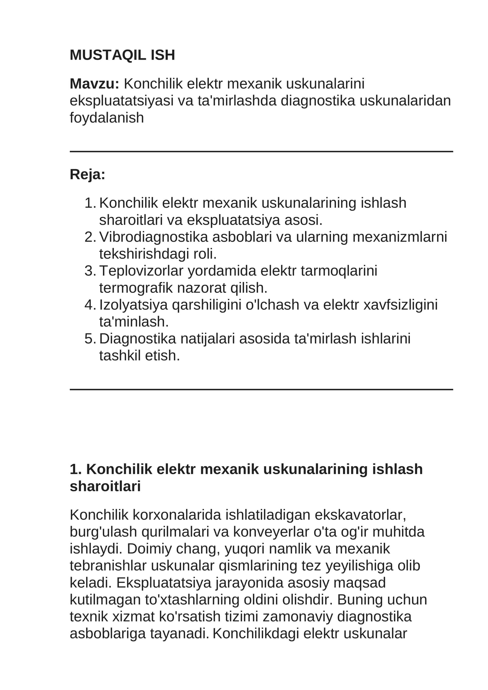 Konchilik elektr mexanik uskunalarini 1