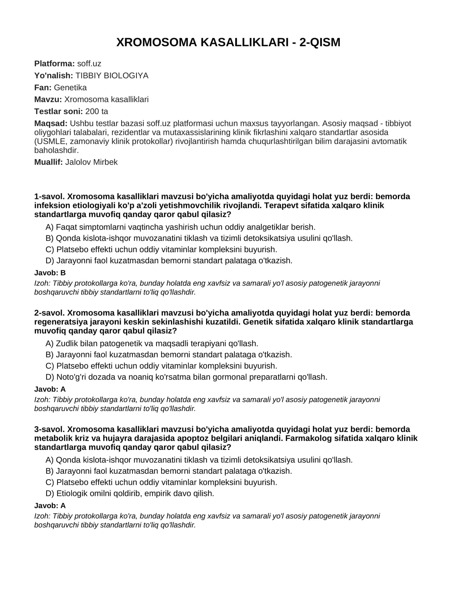 XROMOSOMA KASALLIKLARI - 2-QISM 1