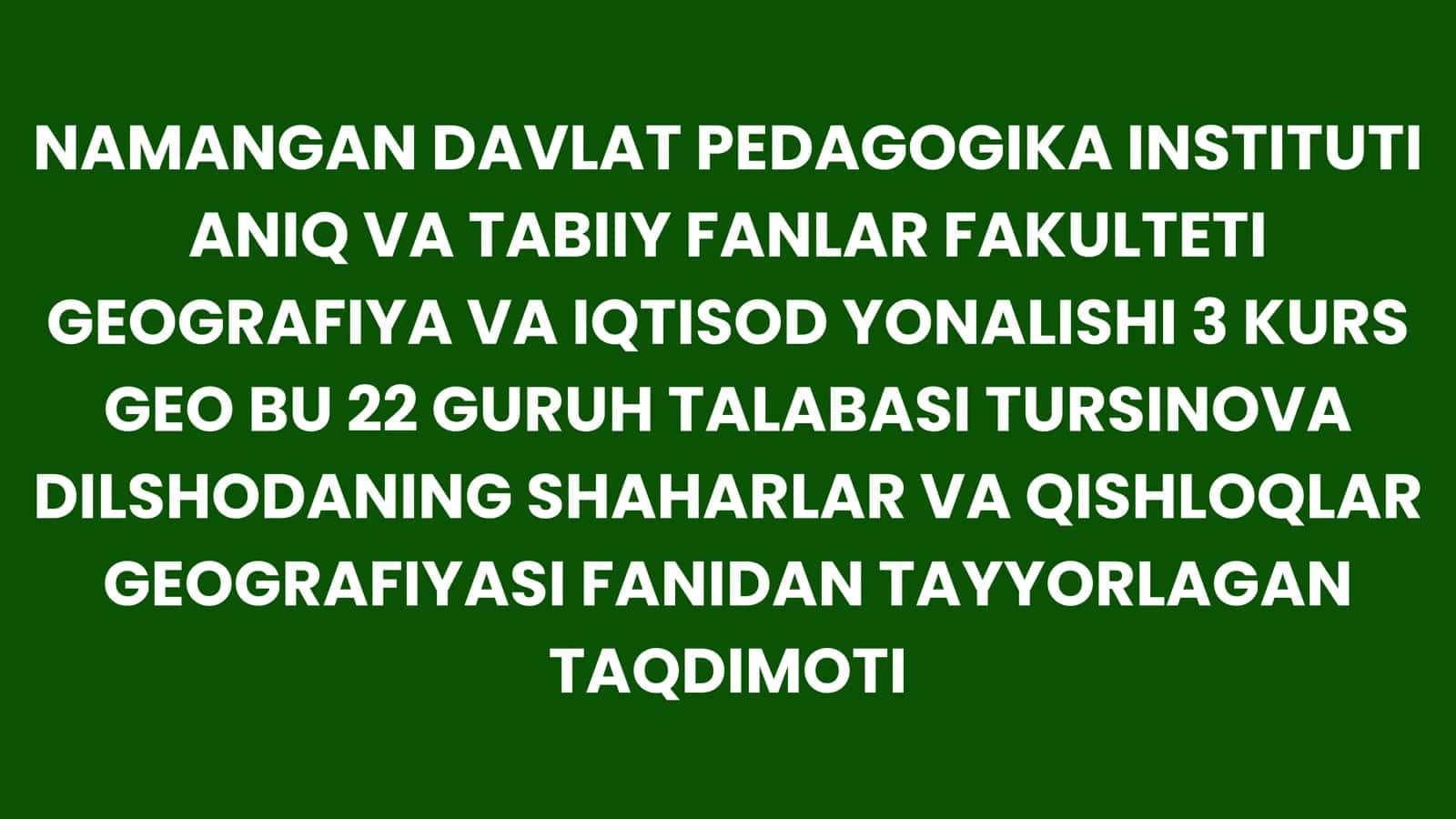 GEOGRAFIYA VA IQTISOD YONALISHI 3 KURS 1