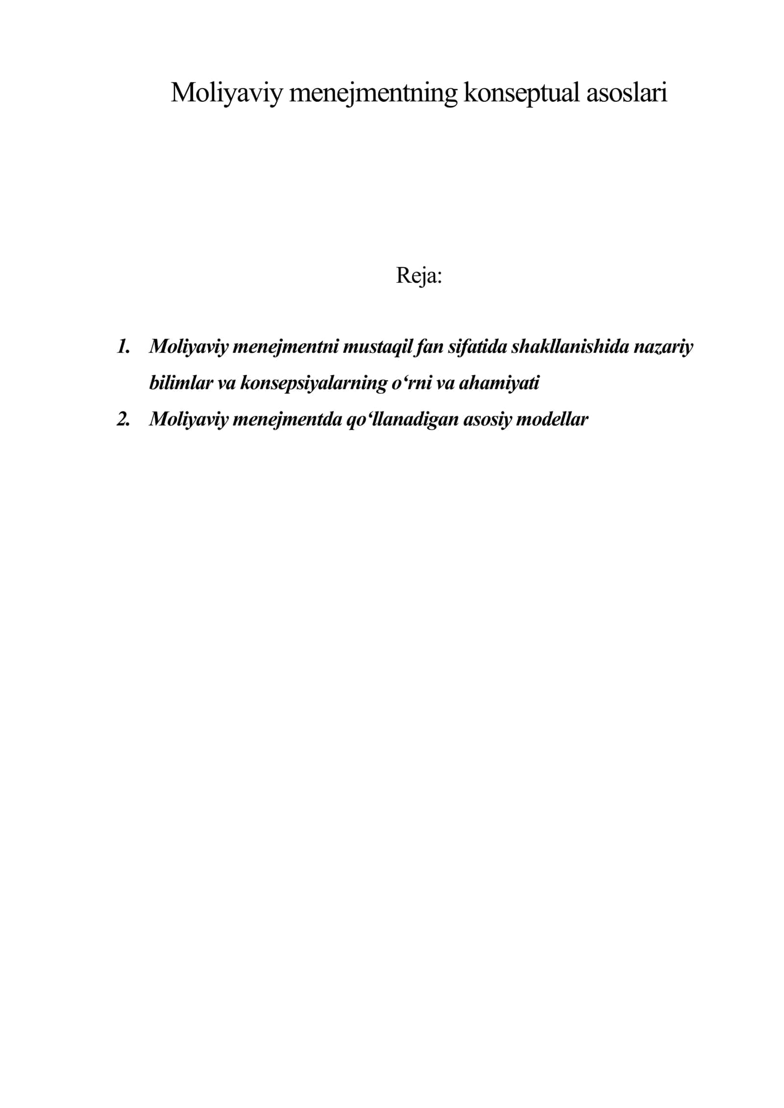 Moliyaviy menejmentning konseptual asoslari 1