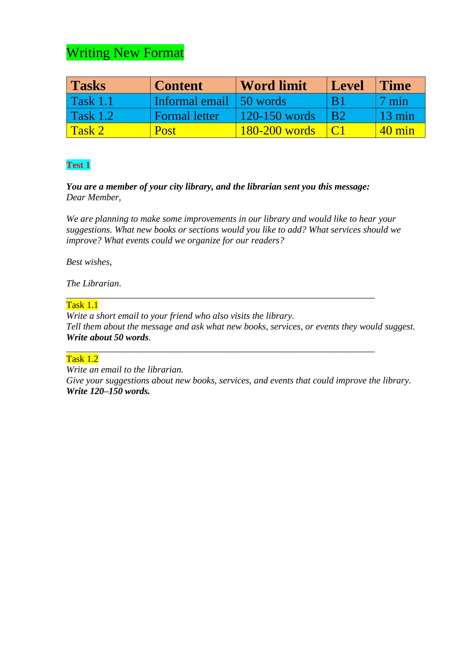 Informal email 1