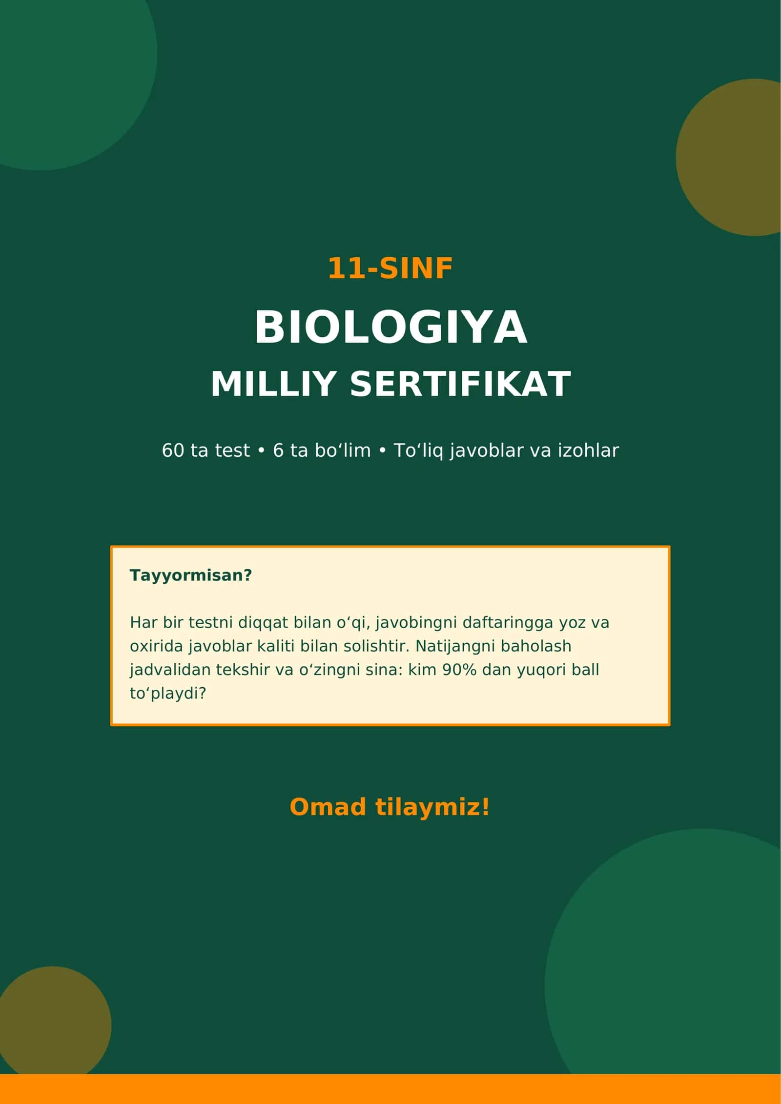 11-SINF BIOLOGIYA | MILLIY SERTIFIKAT TAYYORGARLIGI 1