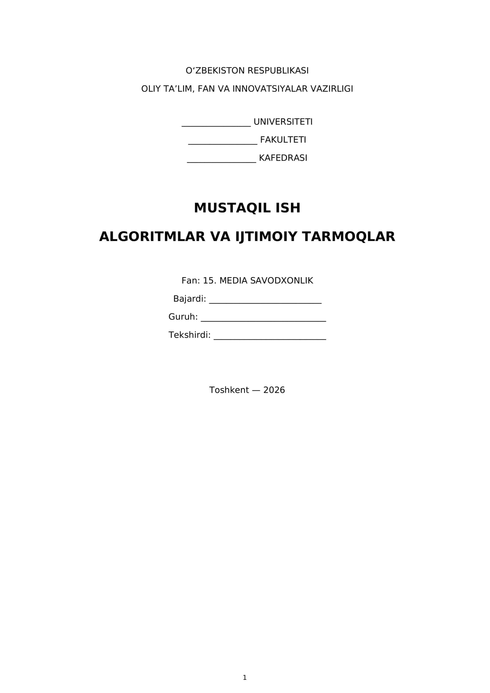 Algoritmlar va ijtimoiy tarmoqlar 1