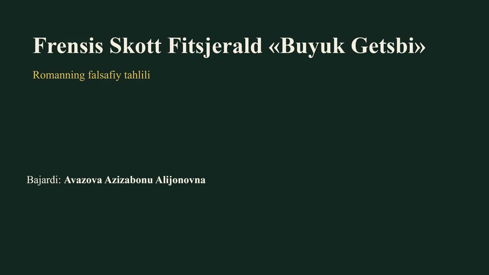 Buyuk Getsbi asar taqdimoti 1