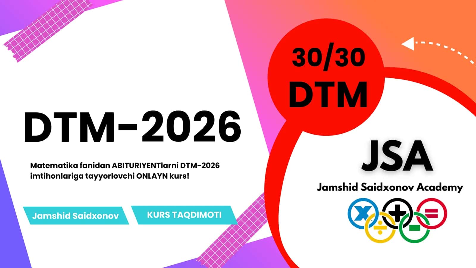 DTM-2026 ONLAYN matematika kursi 1