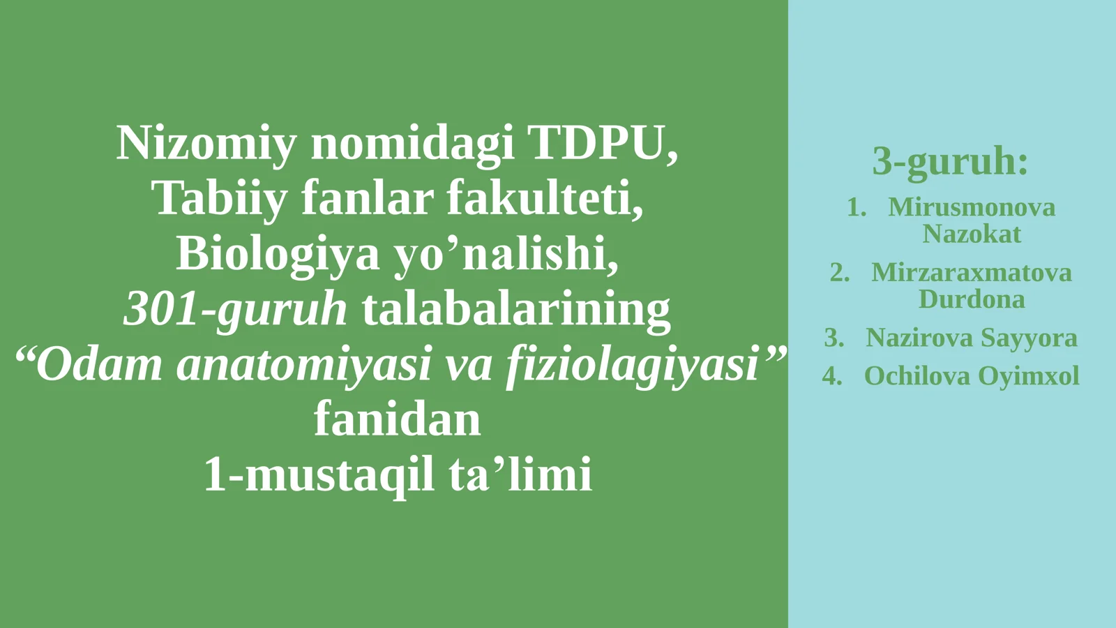 Odamlar anatomiyasi va fiziolagiyasi 1