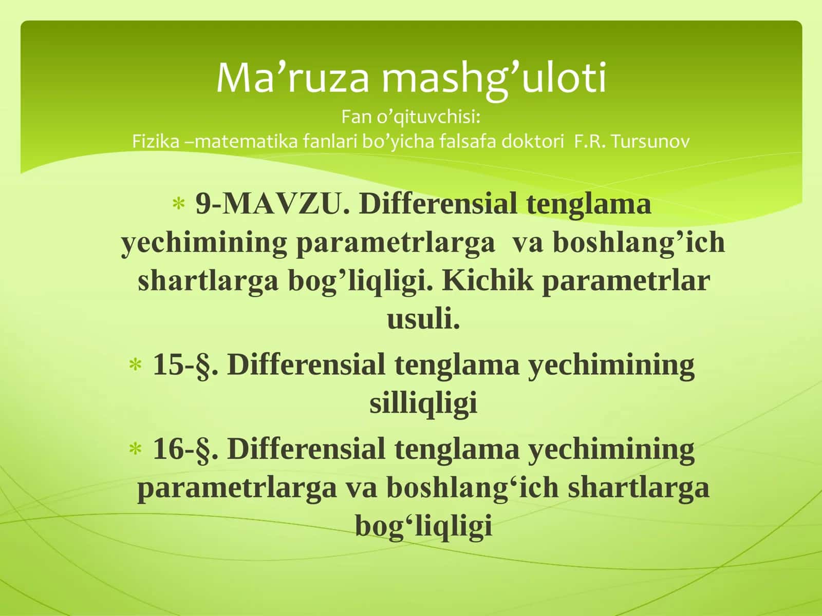9-МАVZU. Differensial tenglama 1