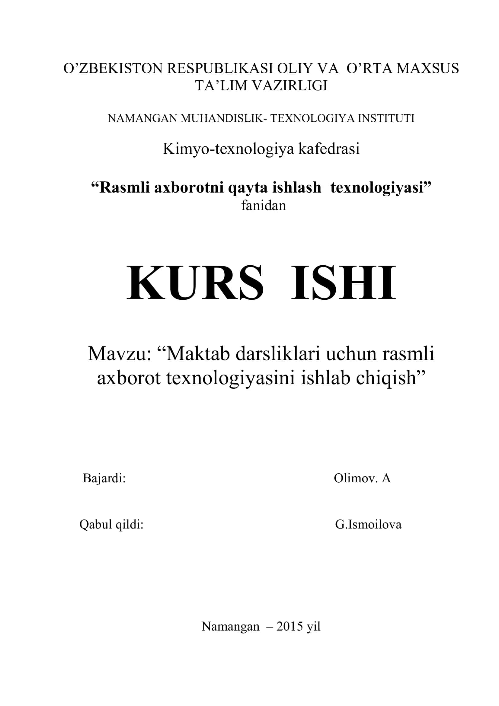Rasmli axborotni qayta ishlash texnologiyasi 1